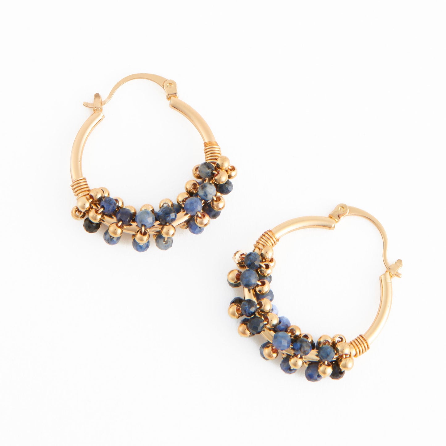 Shayne Genuine Lapis Beaded Hoop Earrings