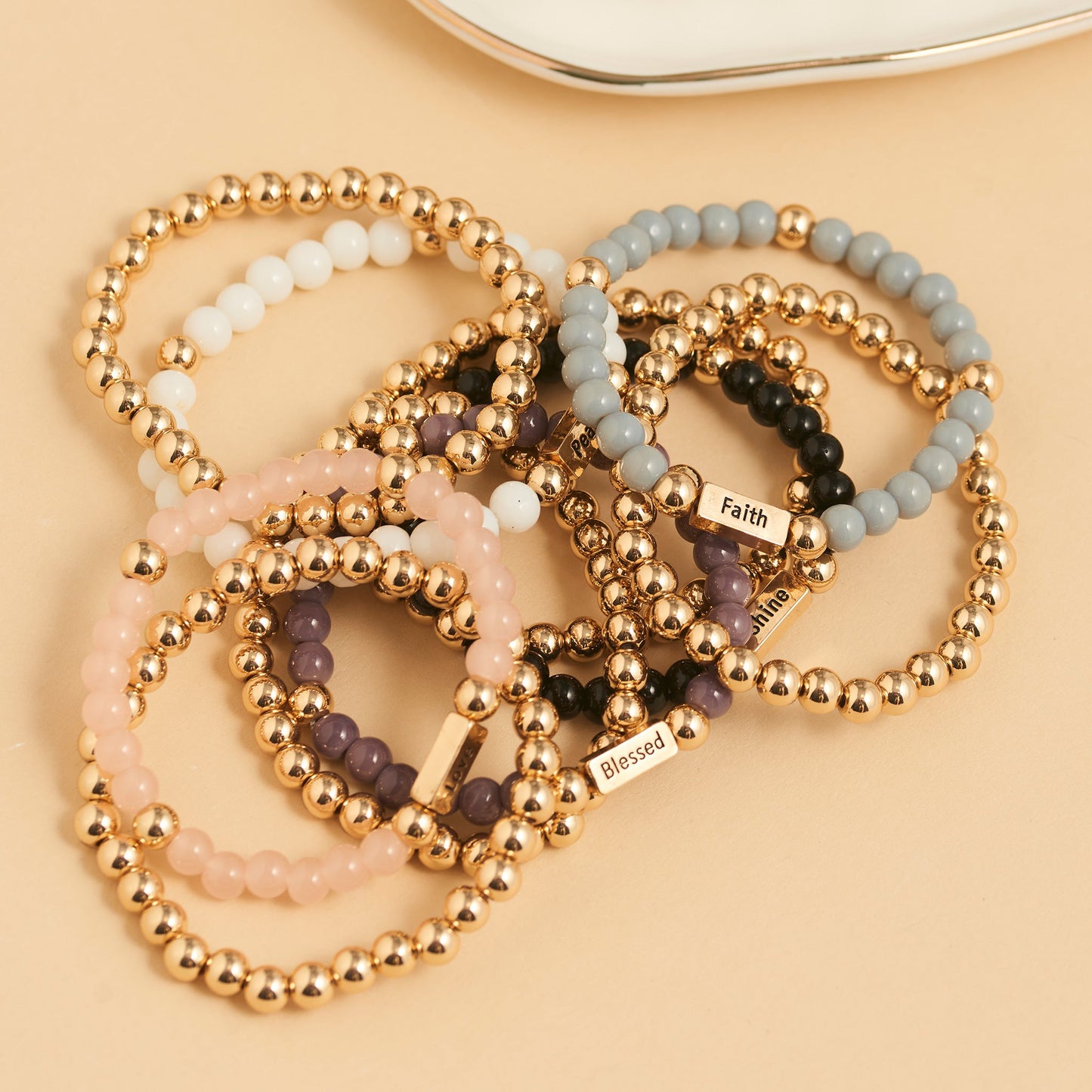 10 Piece Hollynd Inspirational Stretch Bracelet Set Assortment