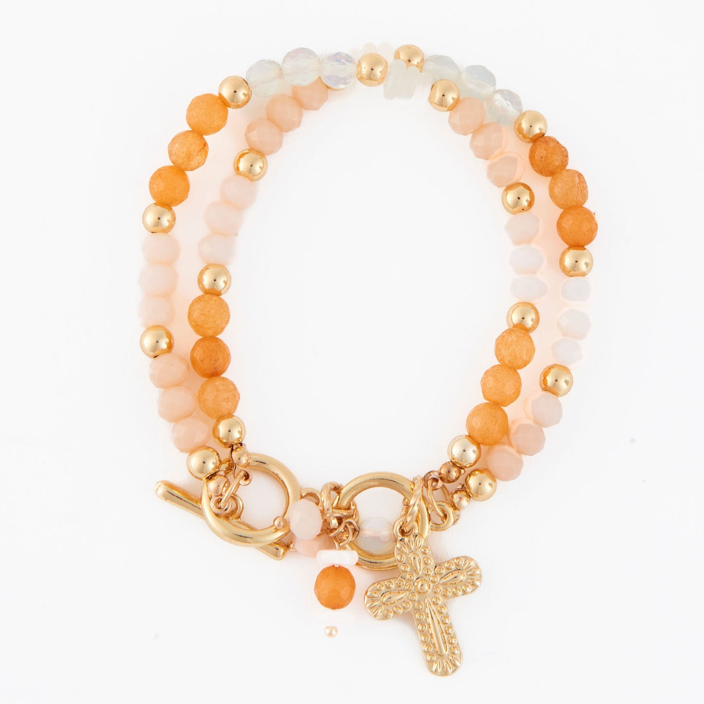 Kamryn Genuine Yellow Jade Multi Row Inspirational Charm Bracelet