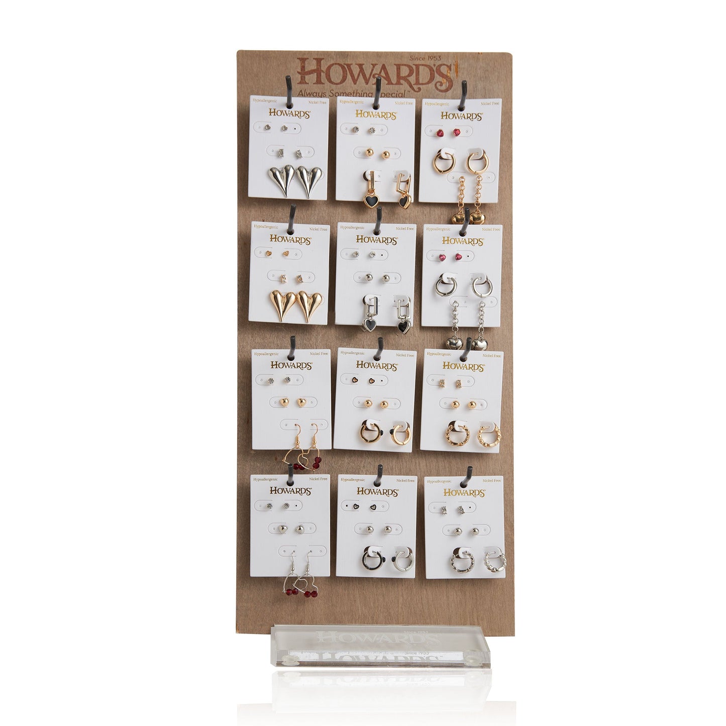 24 Piece Mina Heart Earring Trio Unit with Display