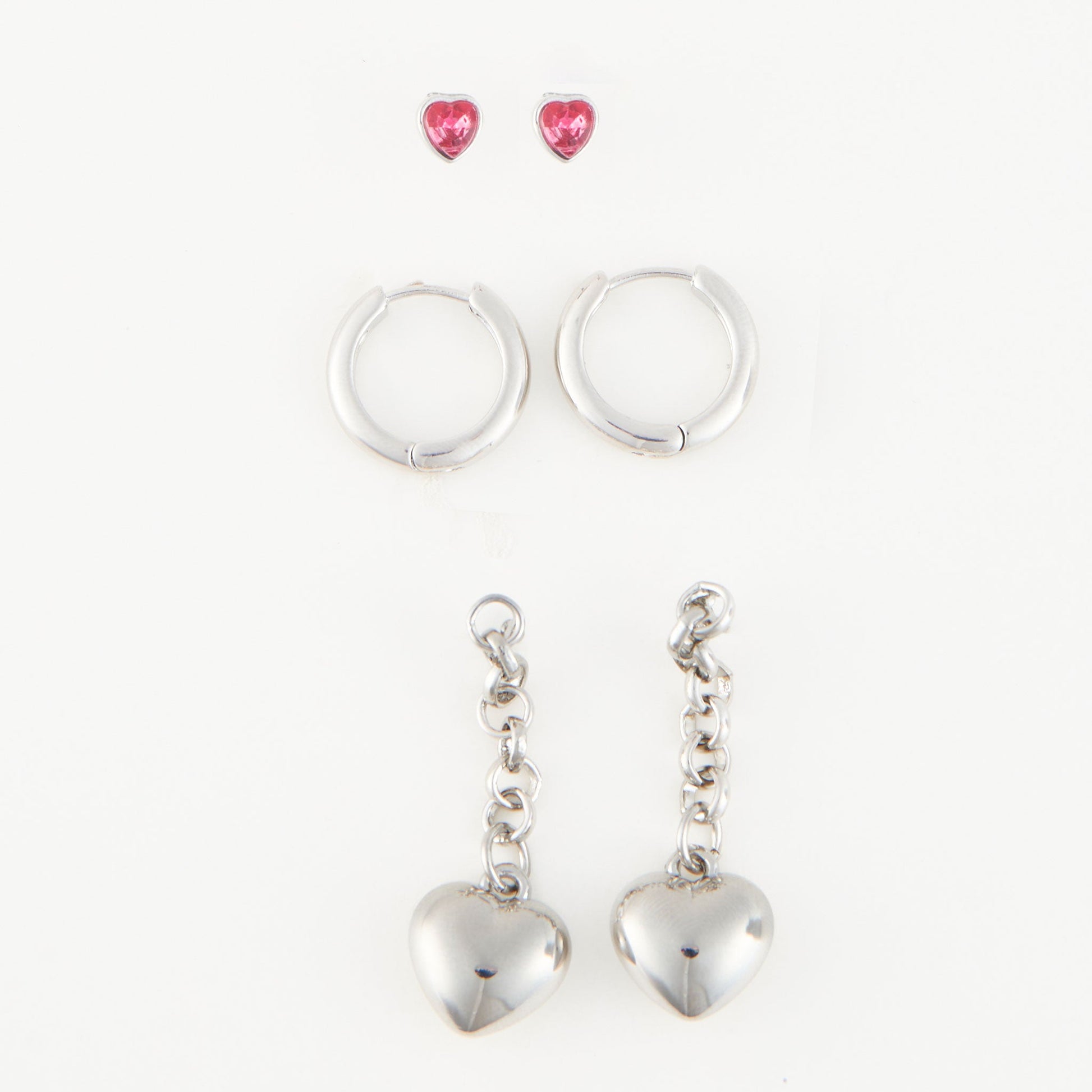 Mina Puffy Heart Earring Trio