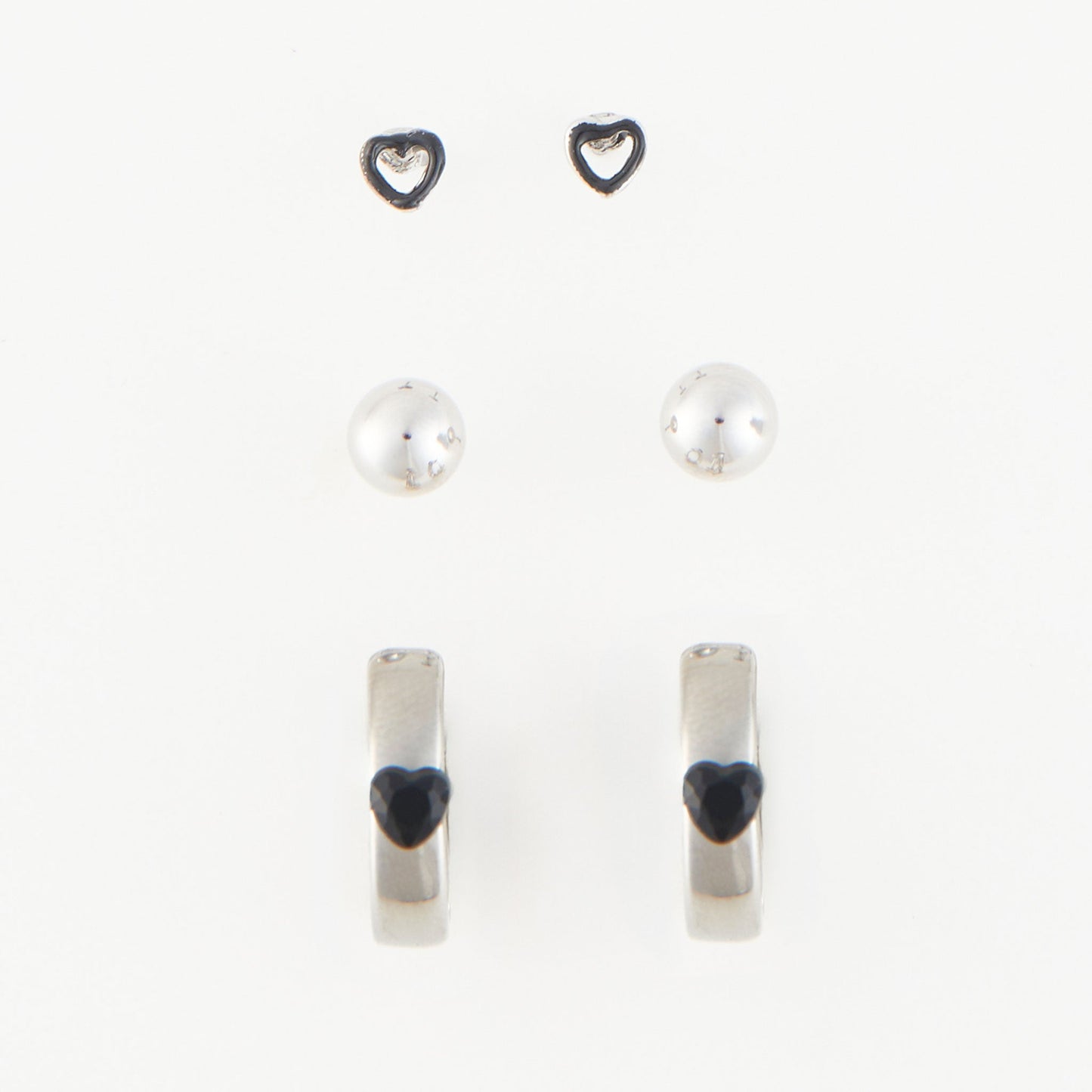 Mina Heart Huggie Hoop Earring Trio