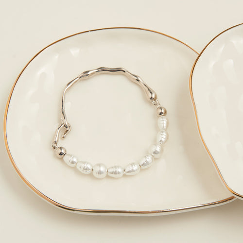 Julien Genuine Pearl Bangle Bracelet