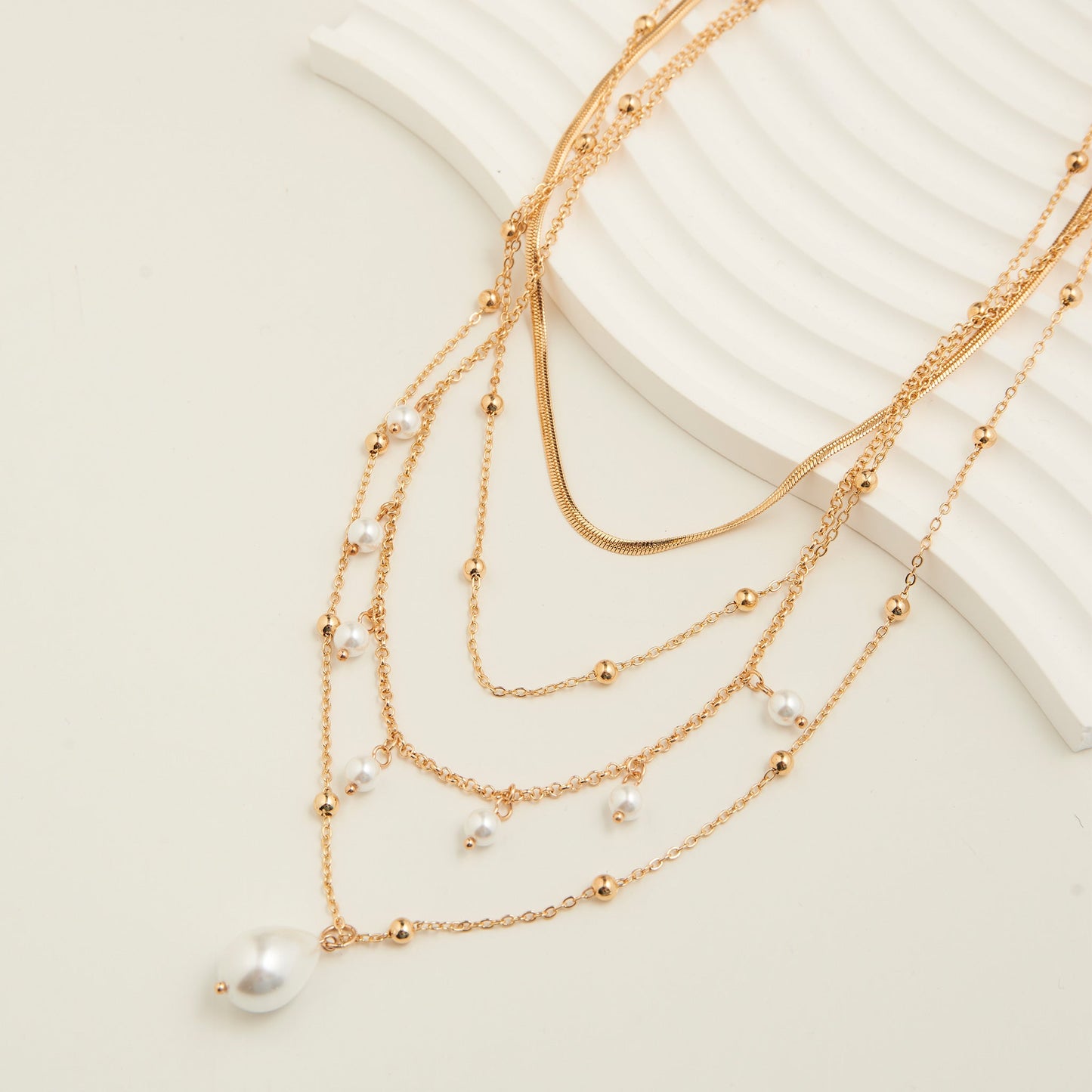Wren Layered Genuine Pearl Pendant Necklace