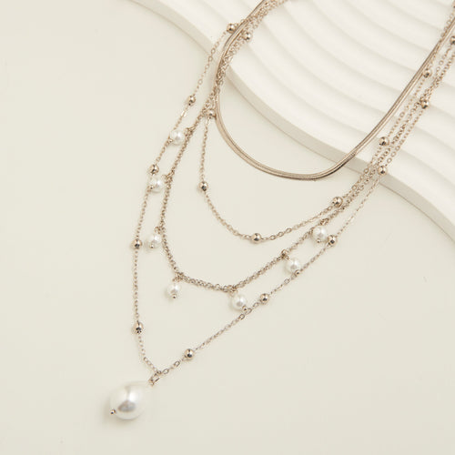 Wren Layered Genuine Pearl Pendant Necklace