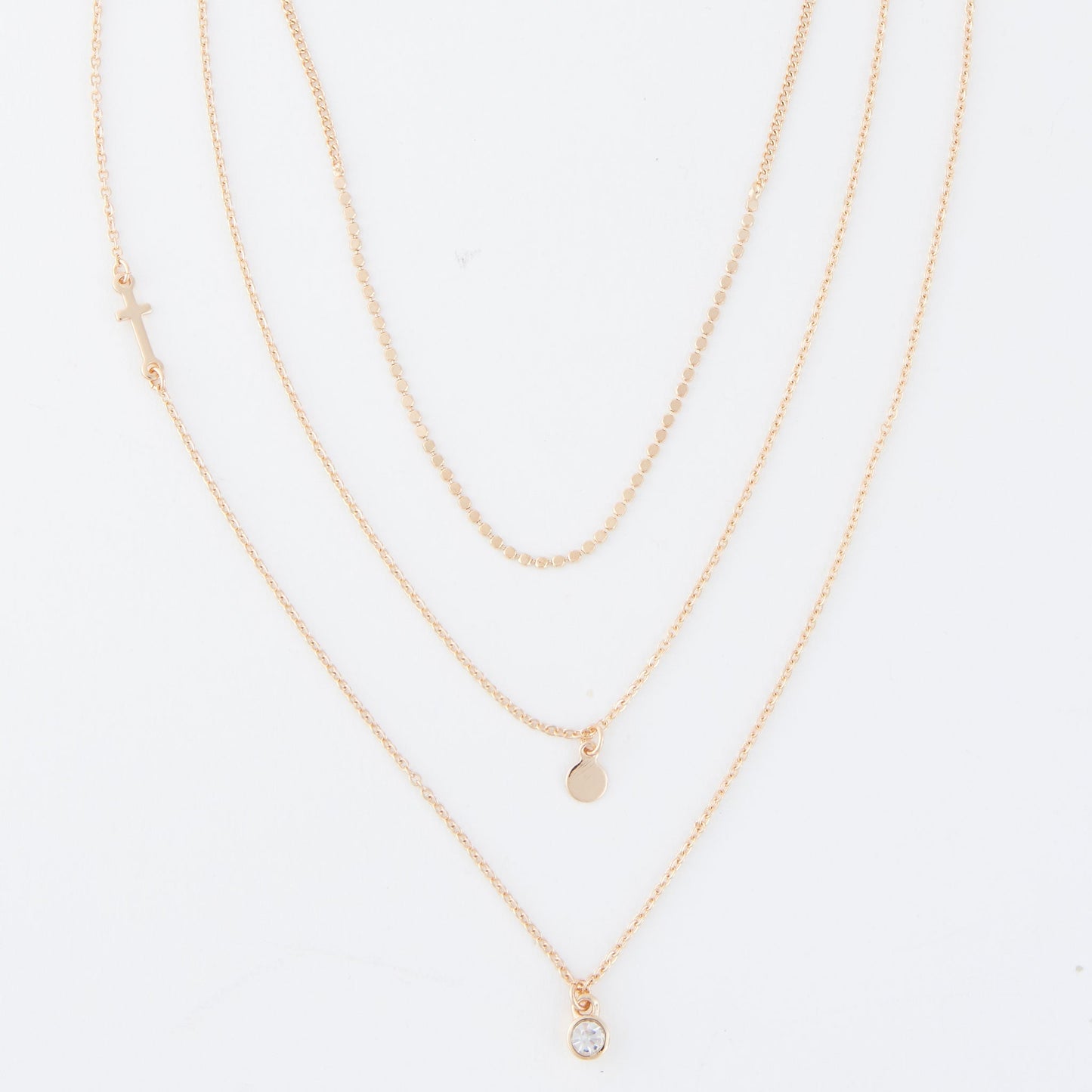Char Side Cross Layered Necklace