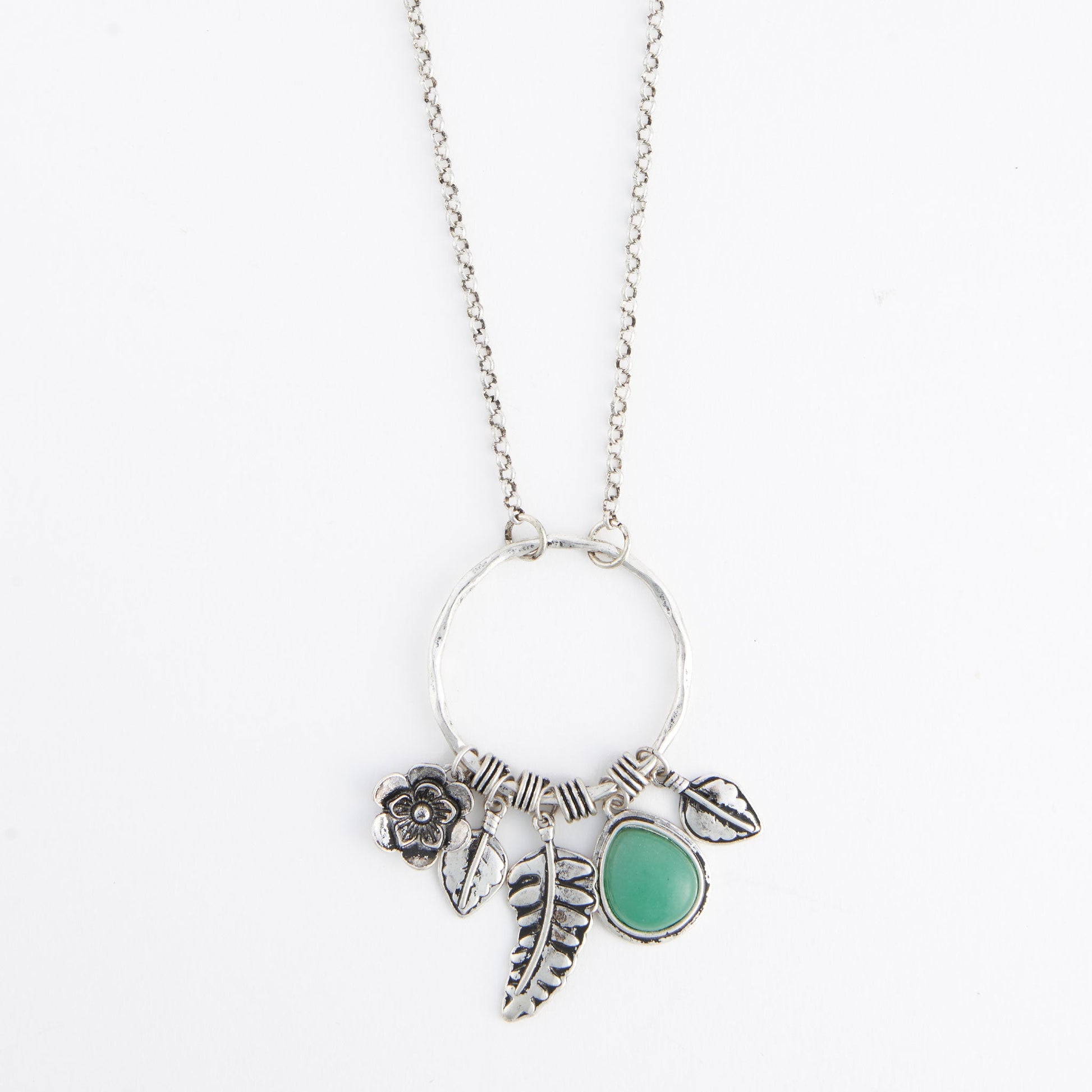 Mirri Genuine Green Aventurine Charm Pendant Necklace