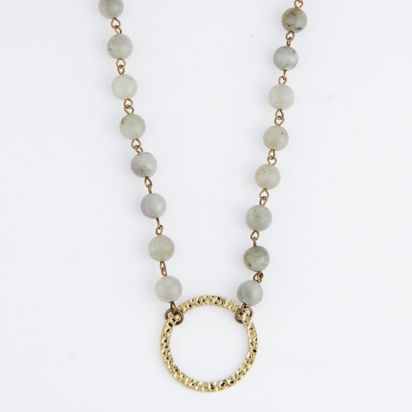 Sarah Genuine Moonstone Hammered Ring Pendant Necklace