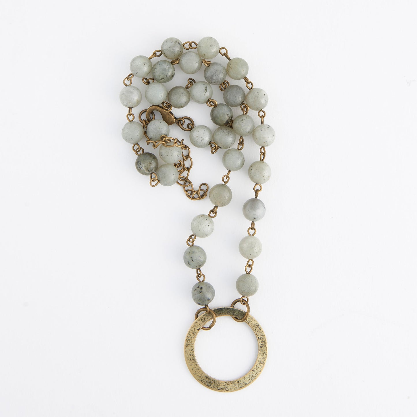 Sarah Genuine Moonstone Hammered Ring Pendant Necklace