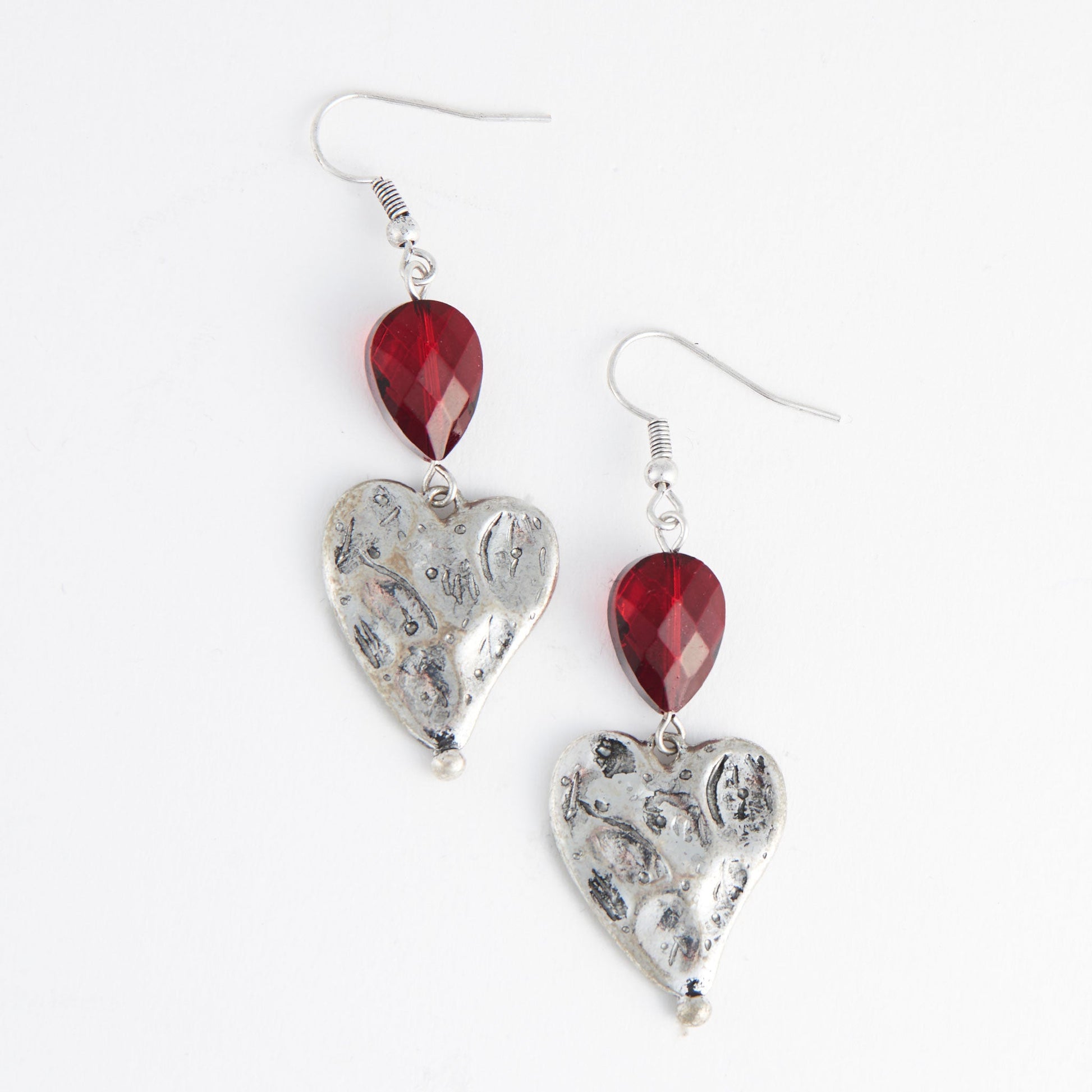 Wild Spirit Hammered Textured Heart Earrings
