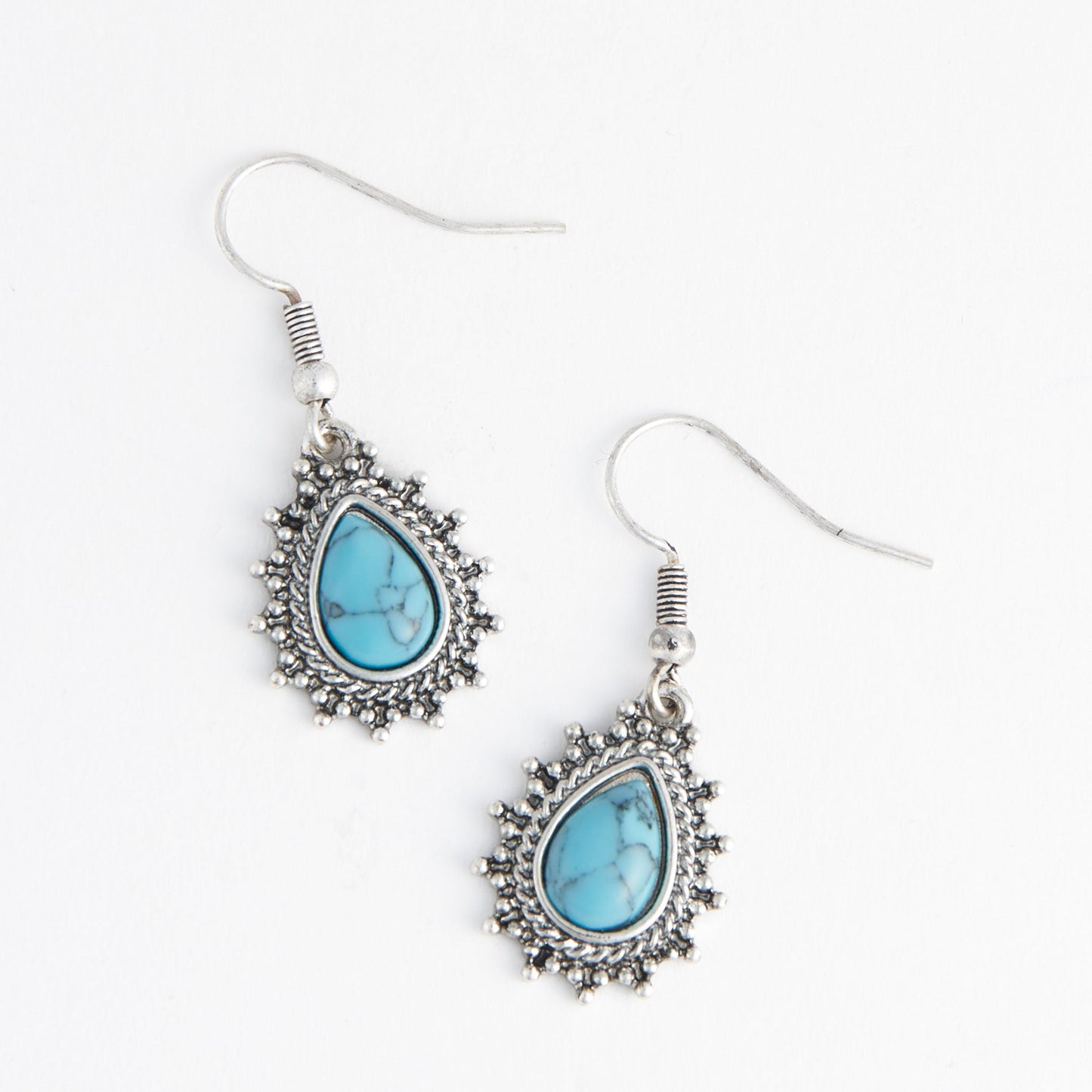 Wild Spirit Textured Genuine Turquoise Frame Earrings
