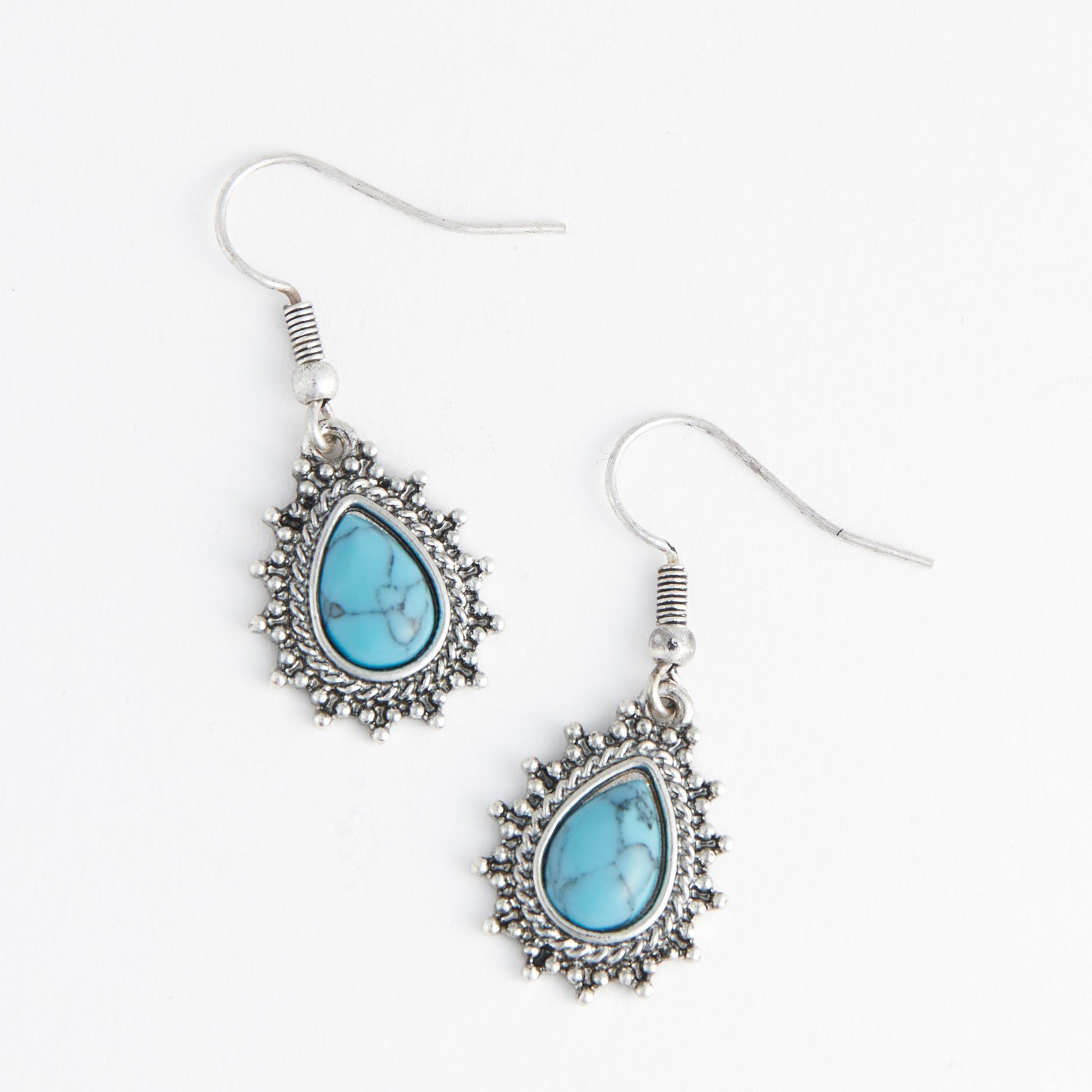 Wild Spirit Textured Genuine Turquoise Frame Earrings