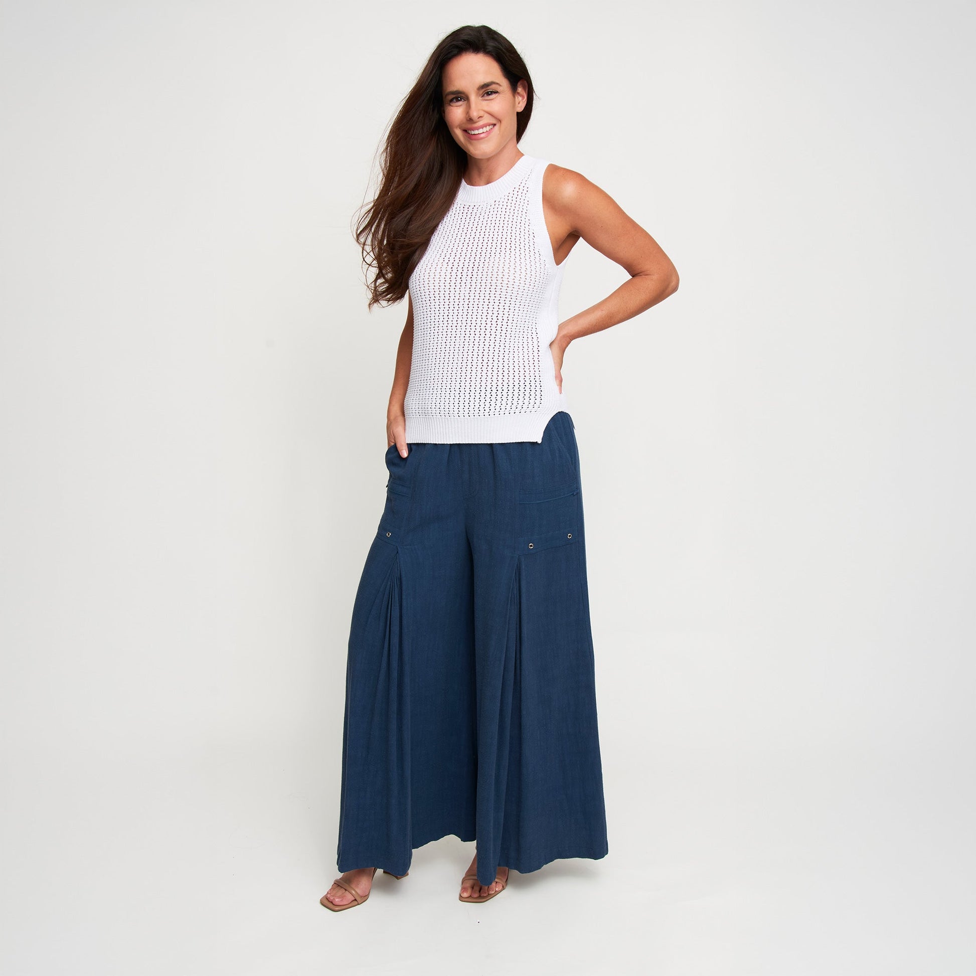 Afton Wide Leg Side Zipper Pants