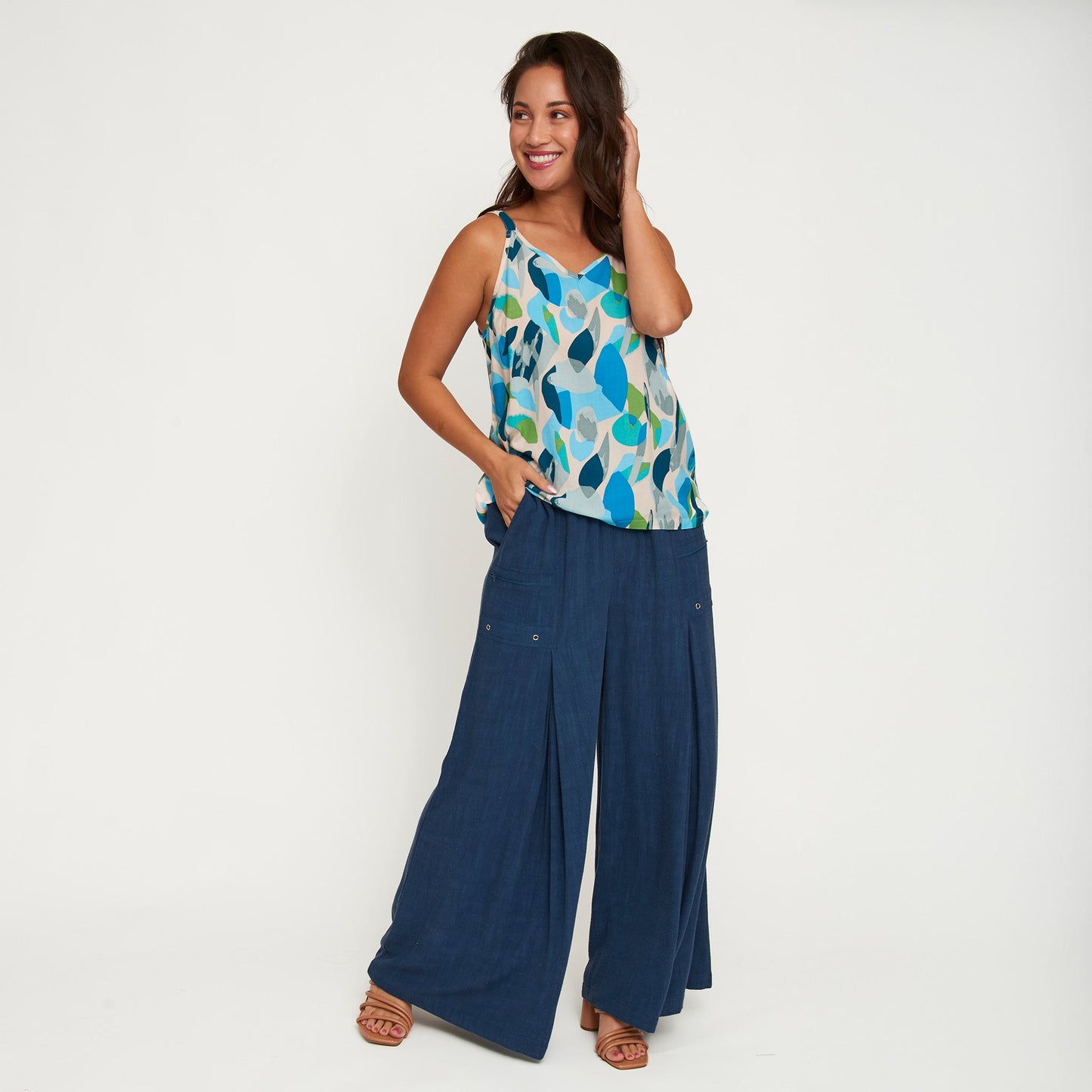 Afton Wide Leg Side Zipper Pants