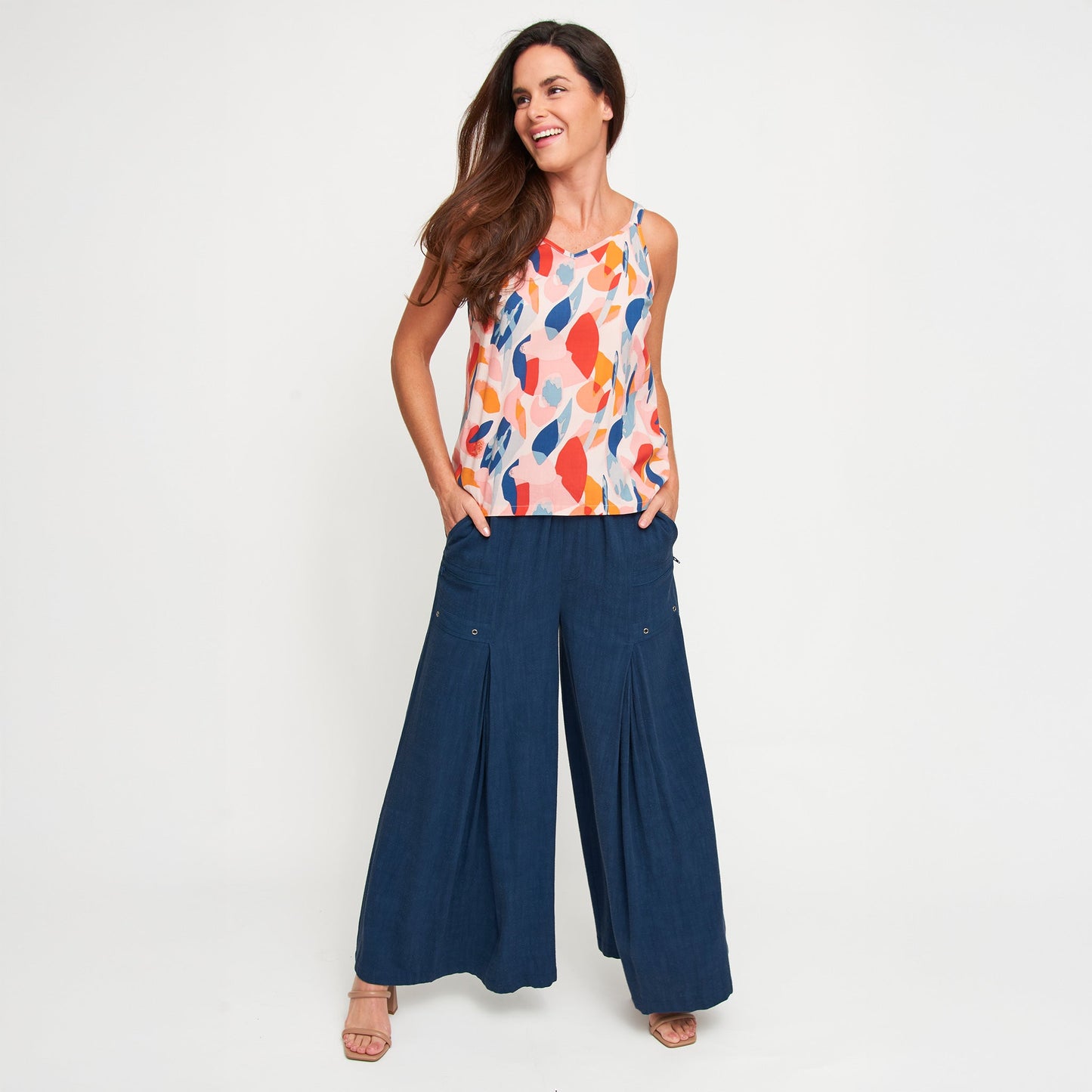 Afton Wide Leg Side Zipper Pants
