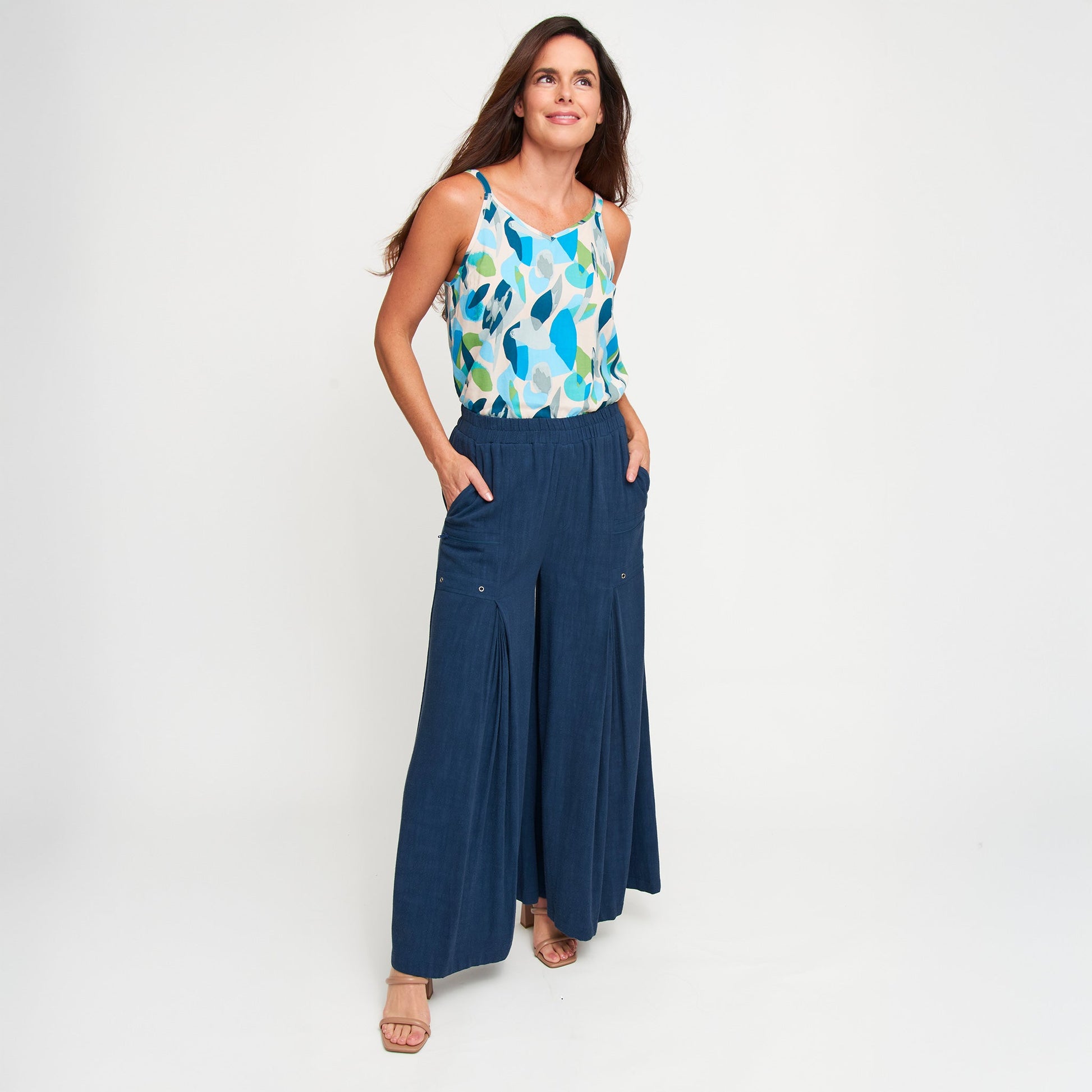 Afton Wide Leg Side Zipper Pants
