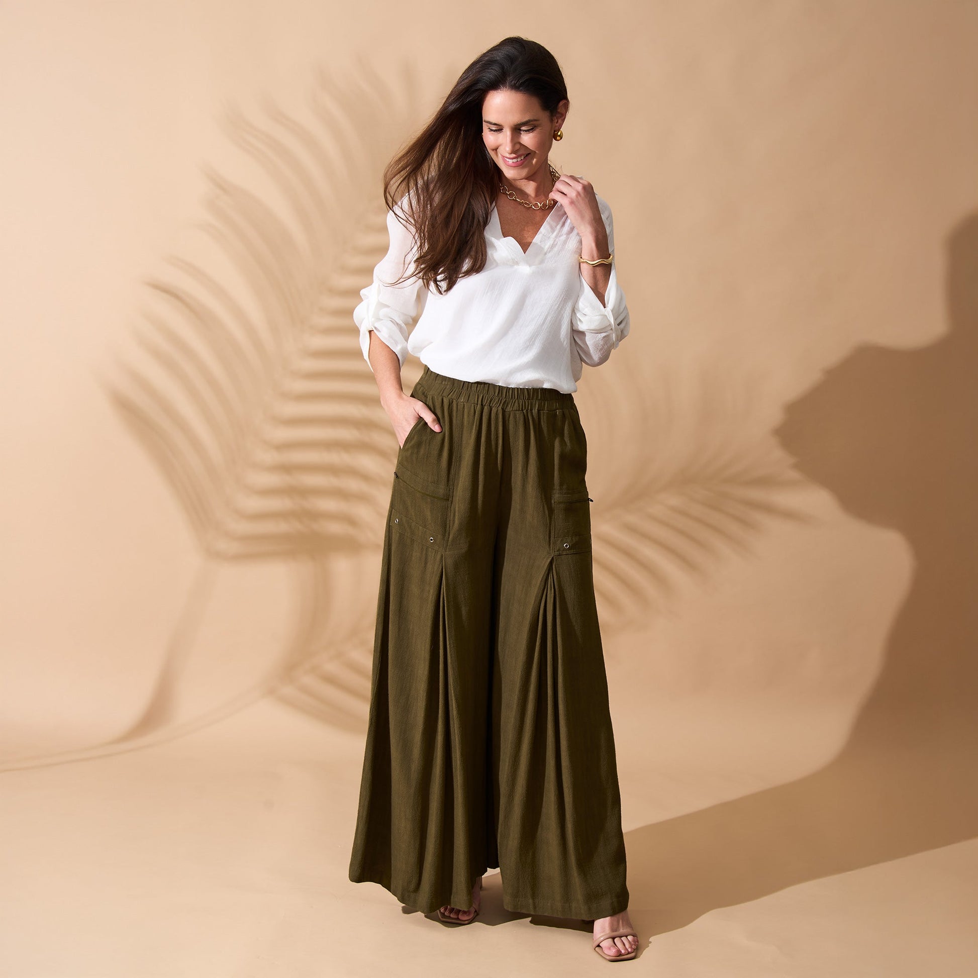 Afton Wide Leg Side Zipper Pants