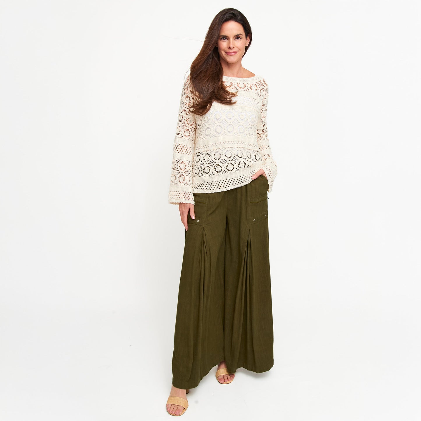 Afton Wide Leg Side Zipper Pants