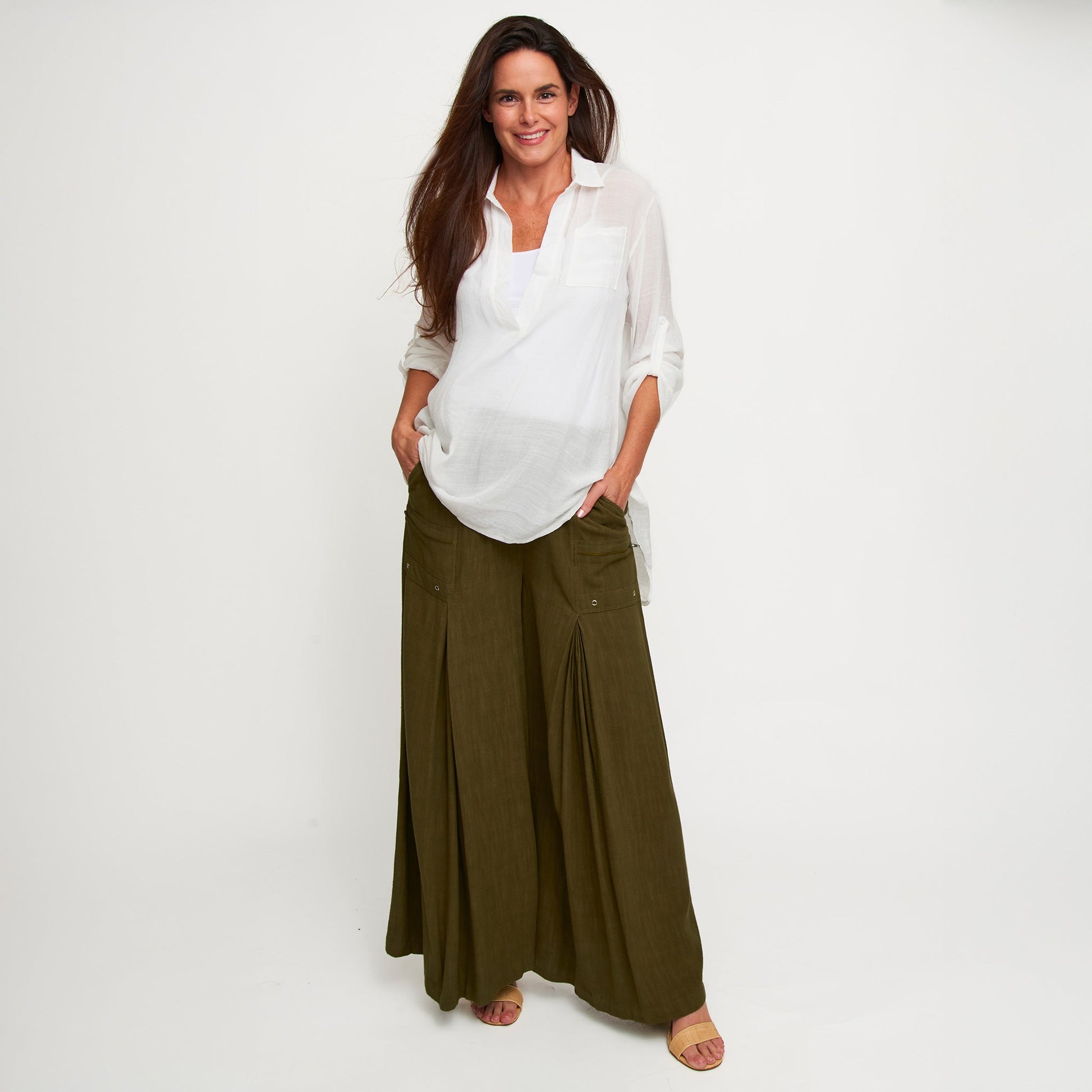 Afton Wide Leg Side Zipper Pants