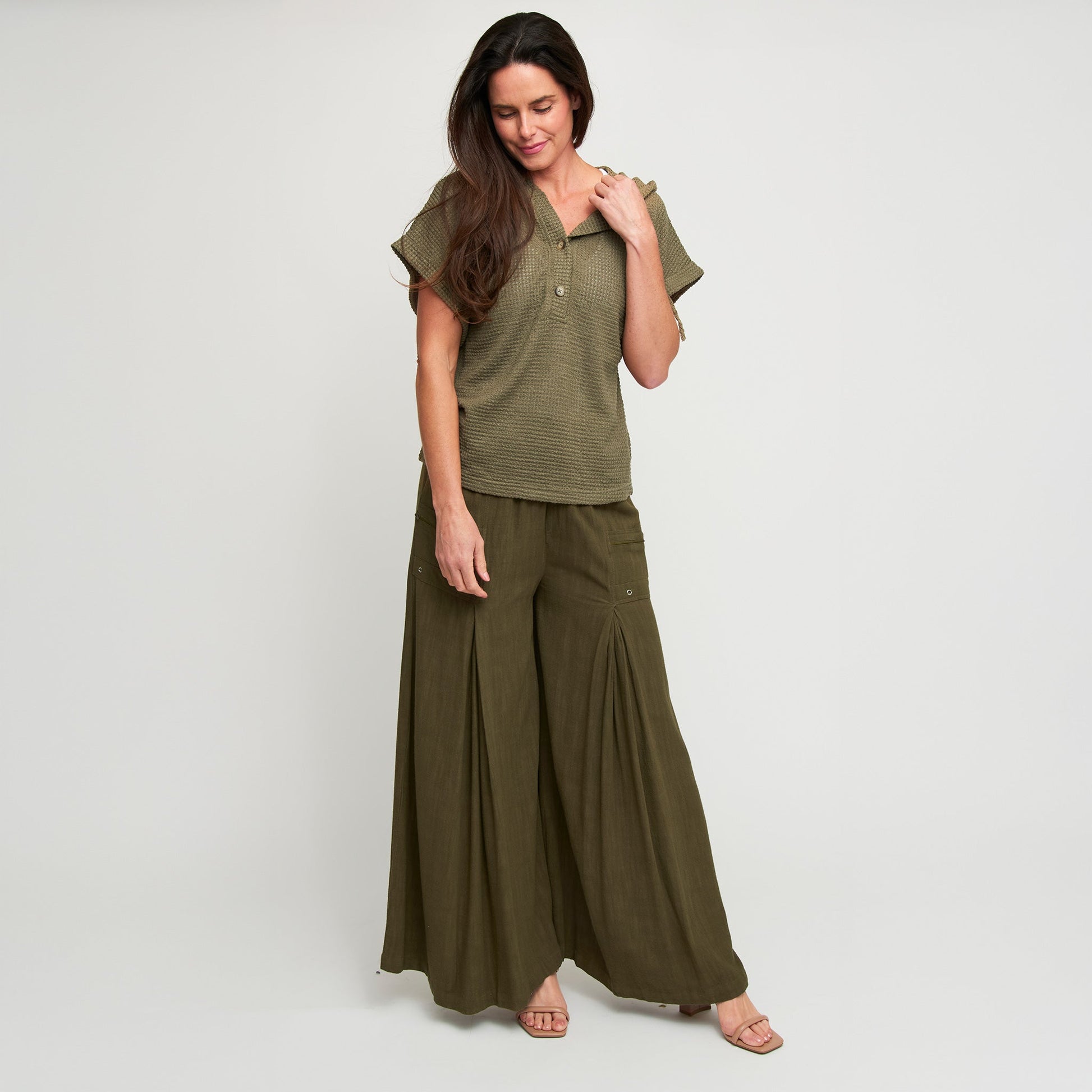 Afton Wide Leg Side Zipper Pants