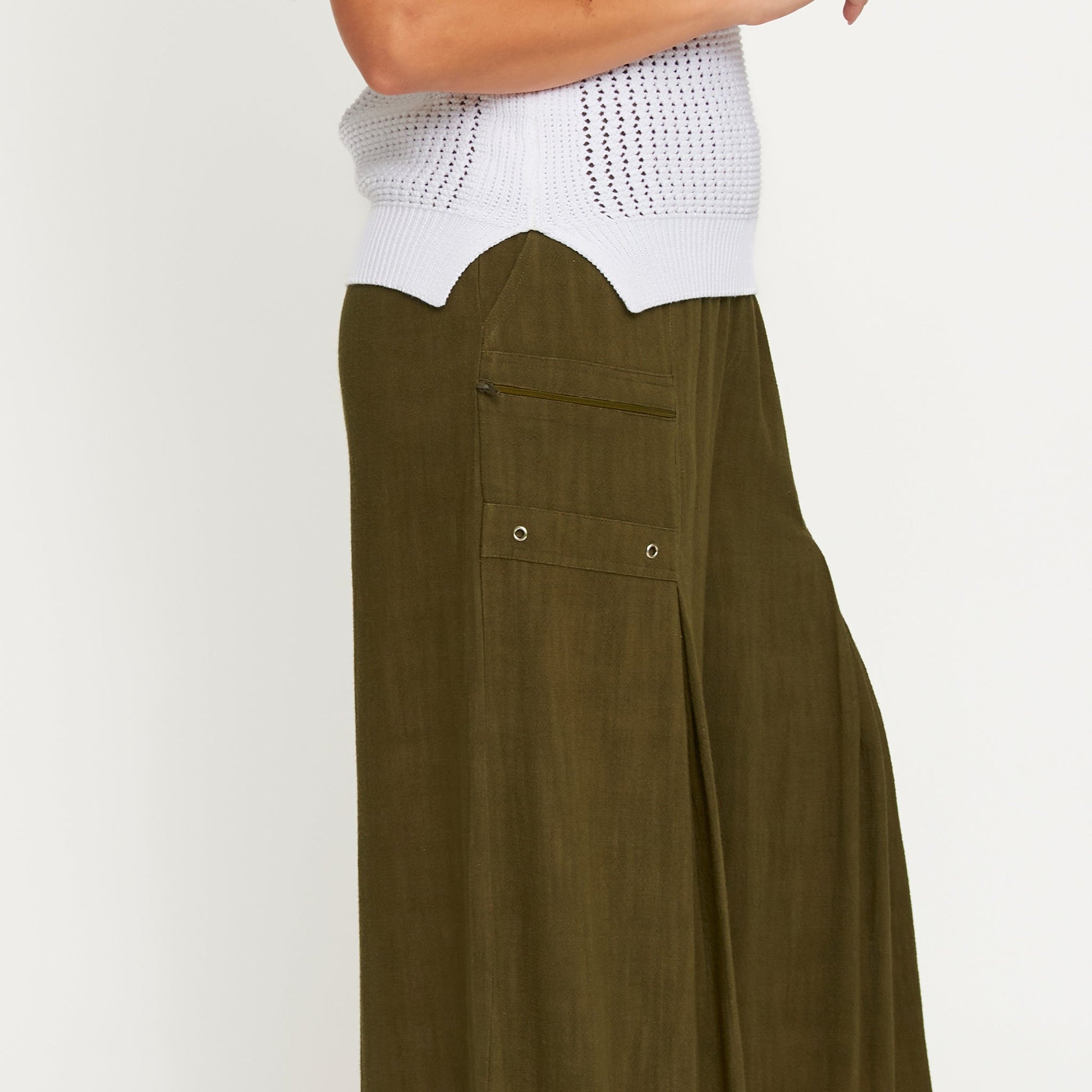 Afton Wide Leg Side Zipper Pants
