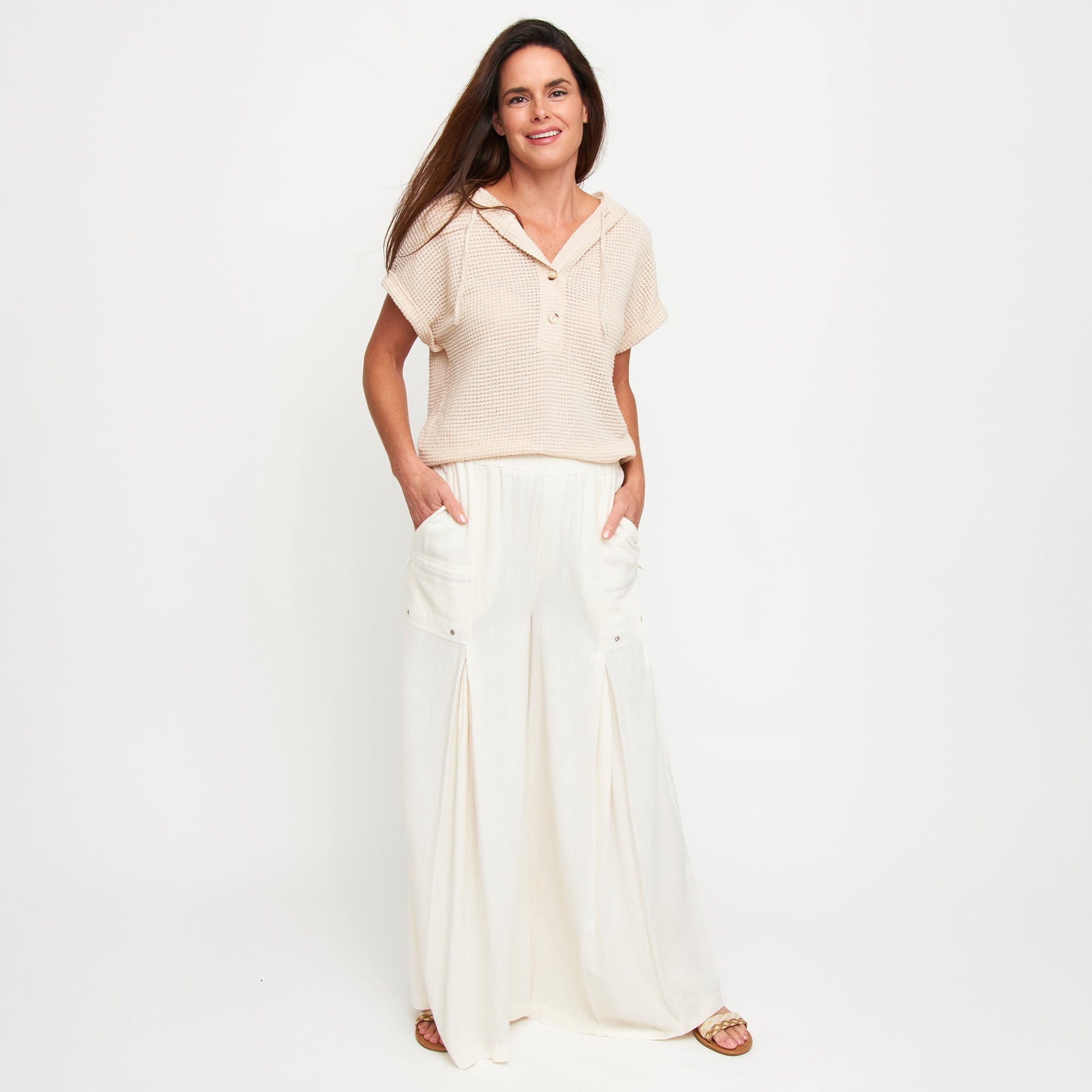Afton Wide Leg Side Zipper Pants