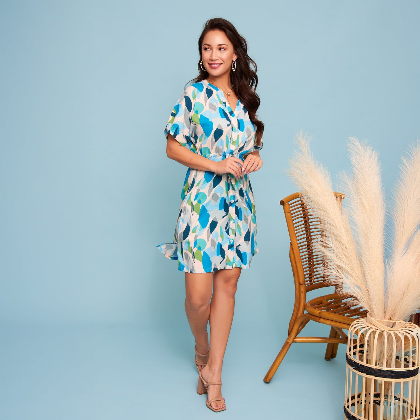 Ayla Short Sleeve Tie Waist Dress