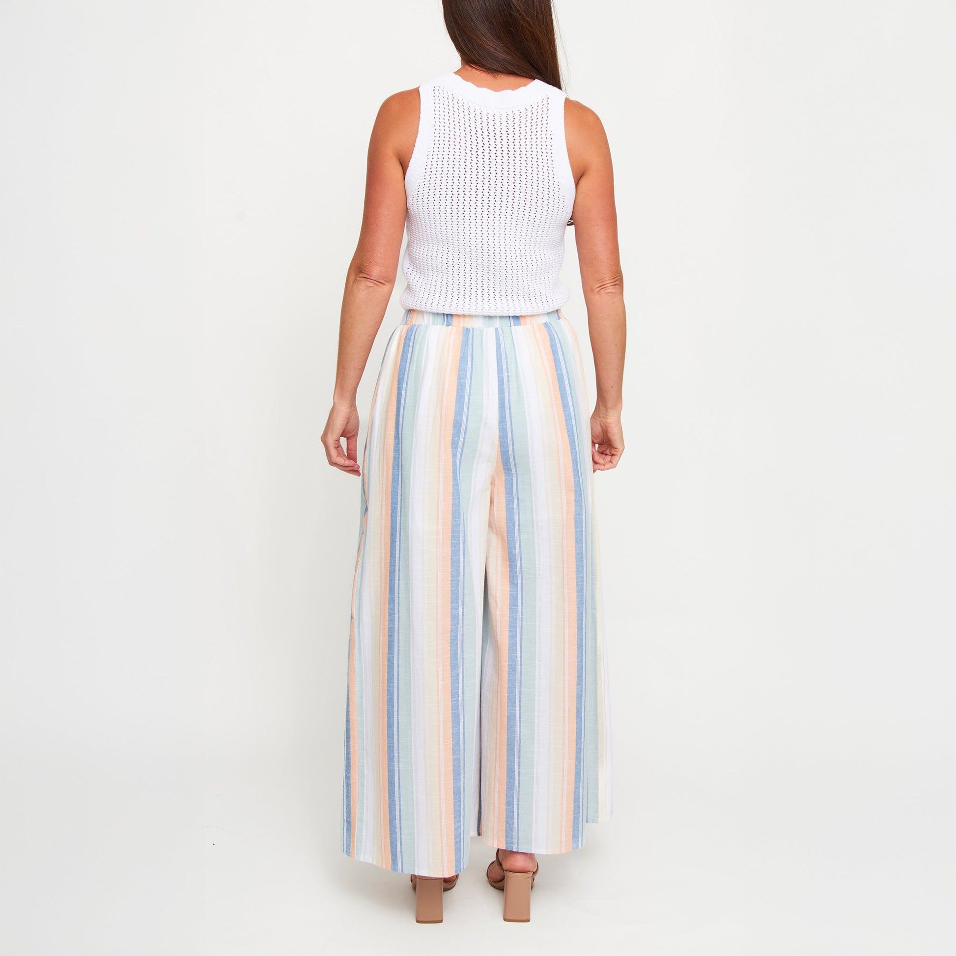 Wynn Striped Open Slit Wide Leg Pants