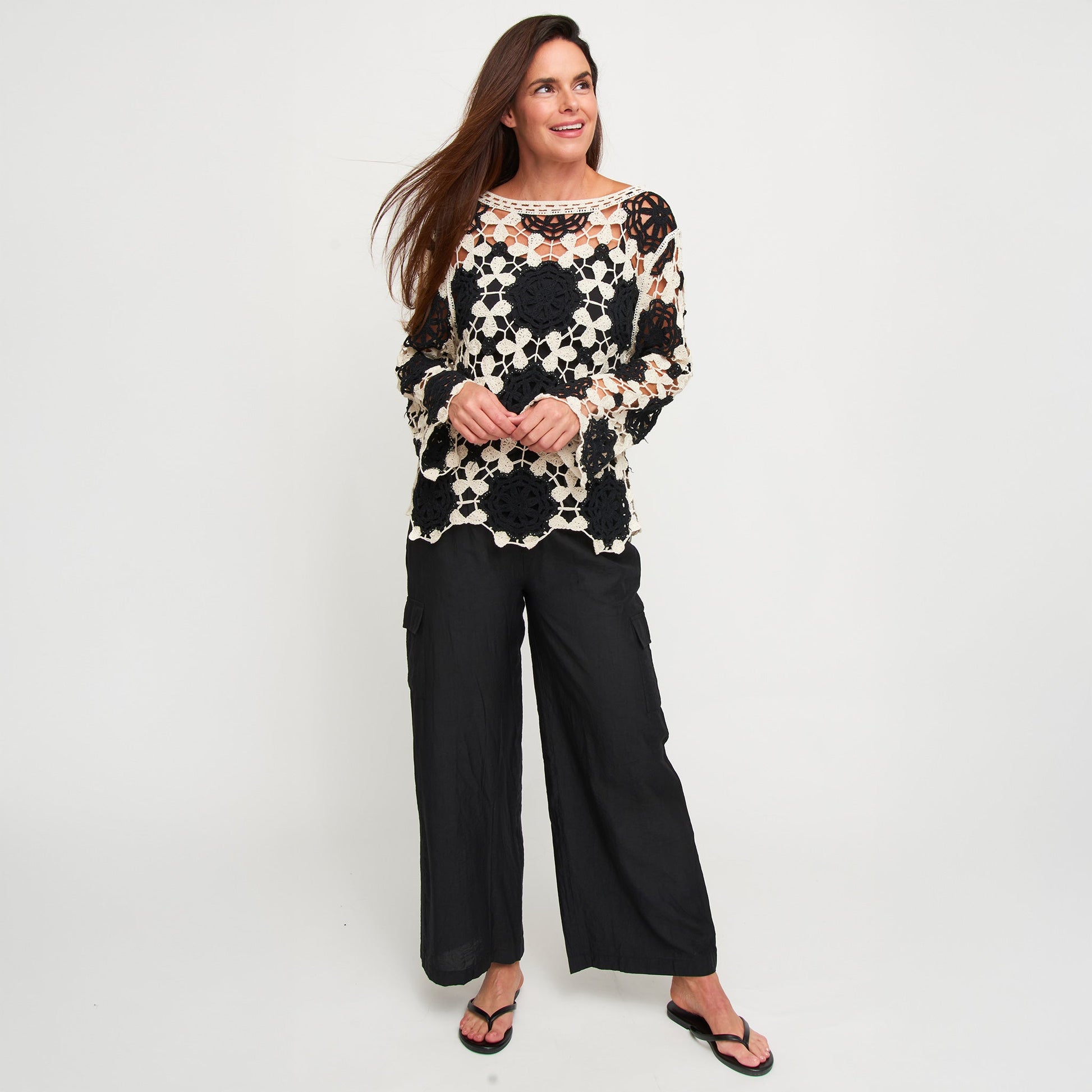 Blair Crochet Floral Open Knit Sweater