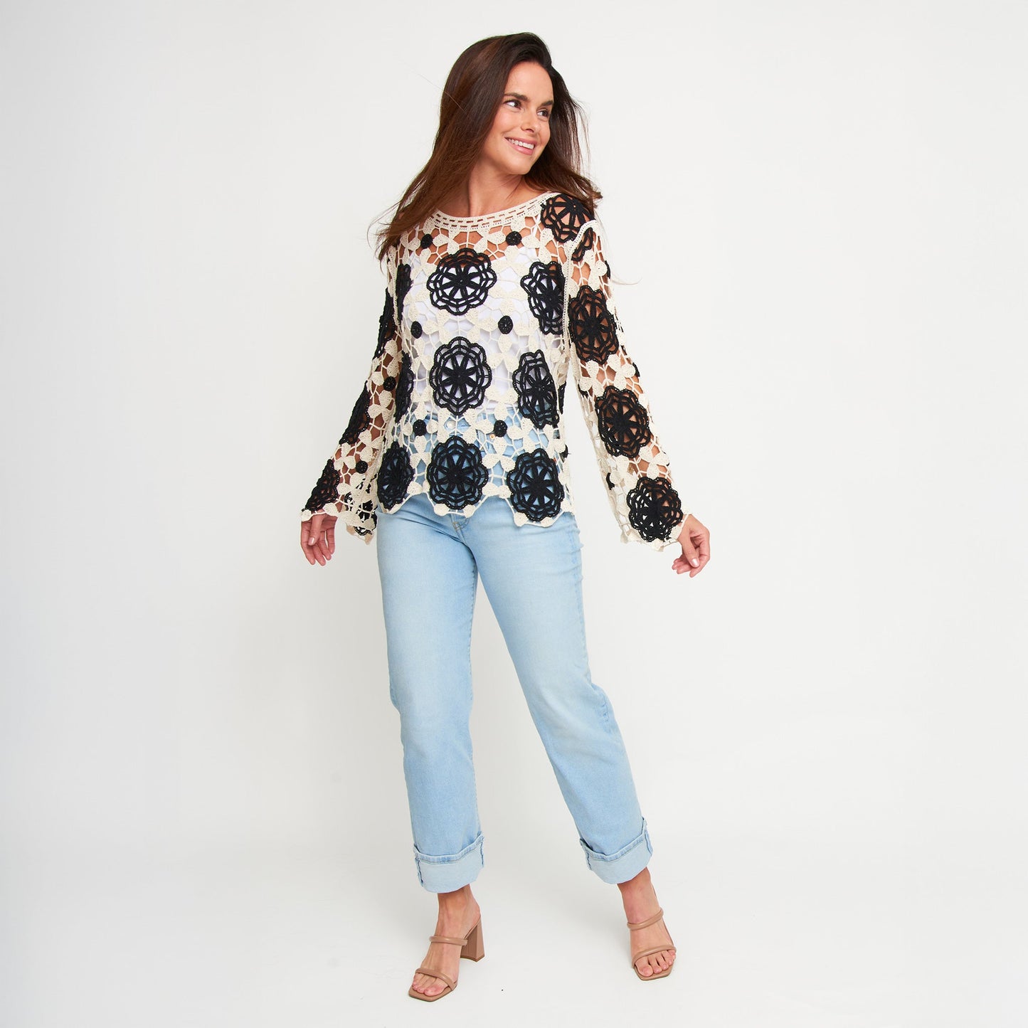 Blair Crochet Floral Open Knit Sweater