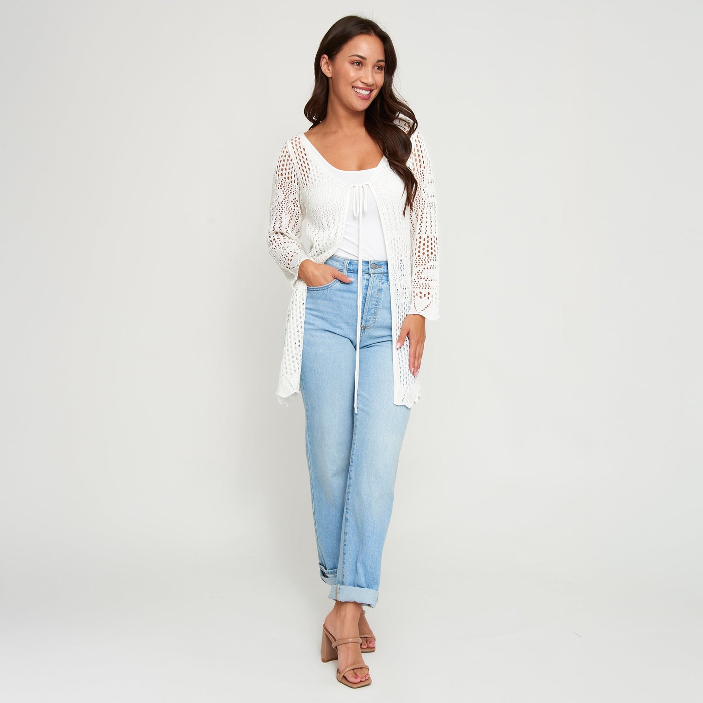 Brie Crochet Front Tie Cardigan