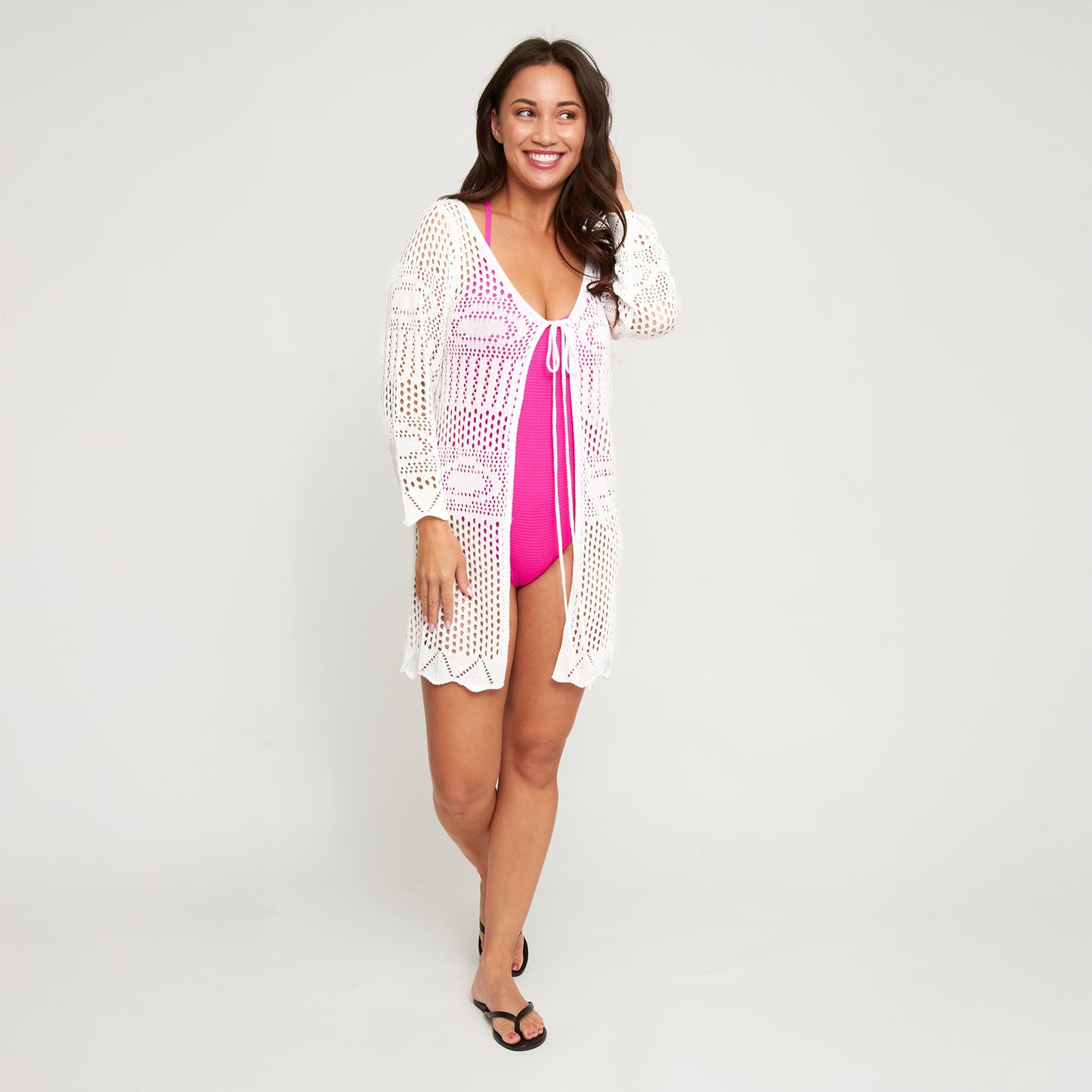 Brie Crochet Front Tie Cardigan
