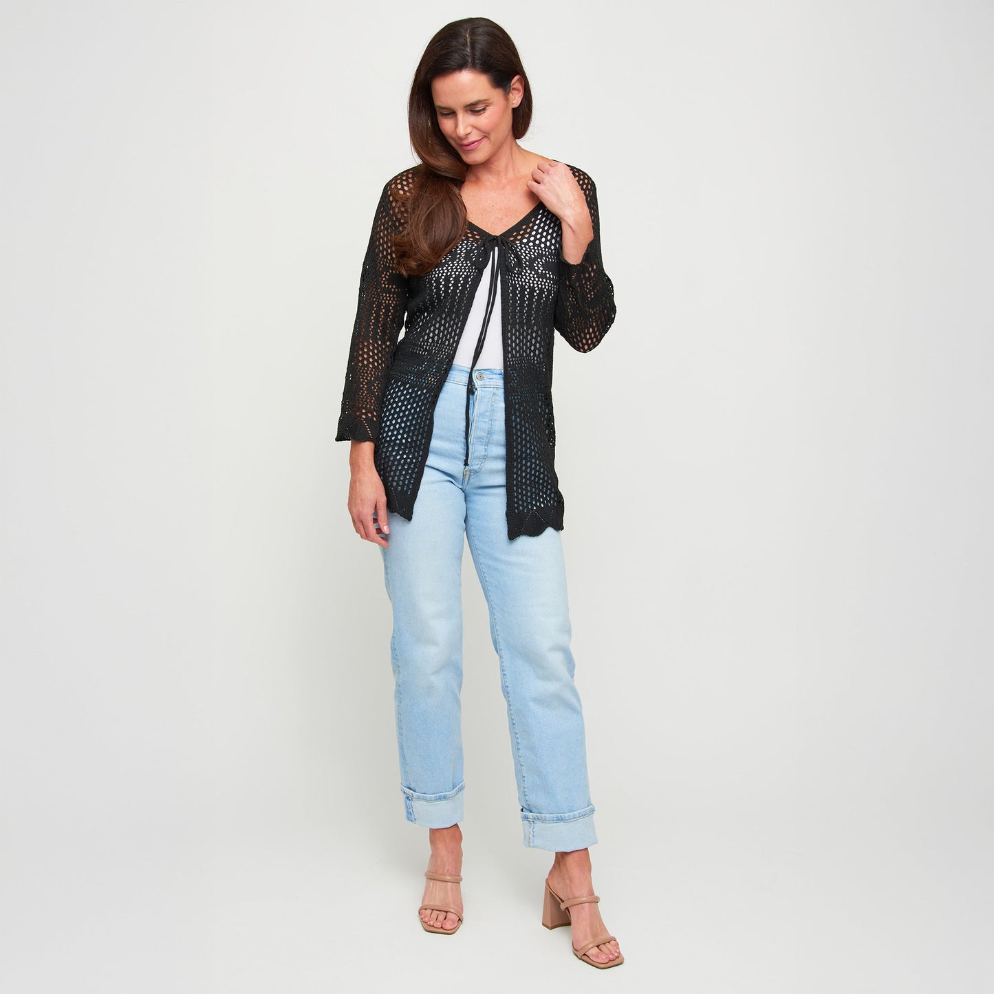 Brie Crochet Front Tie Cardigan