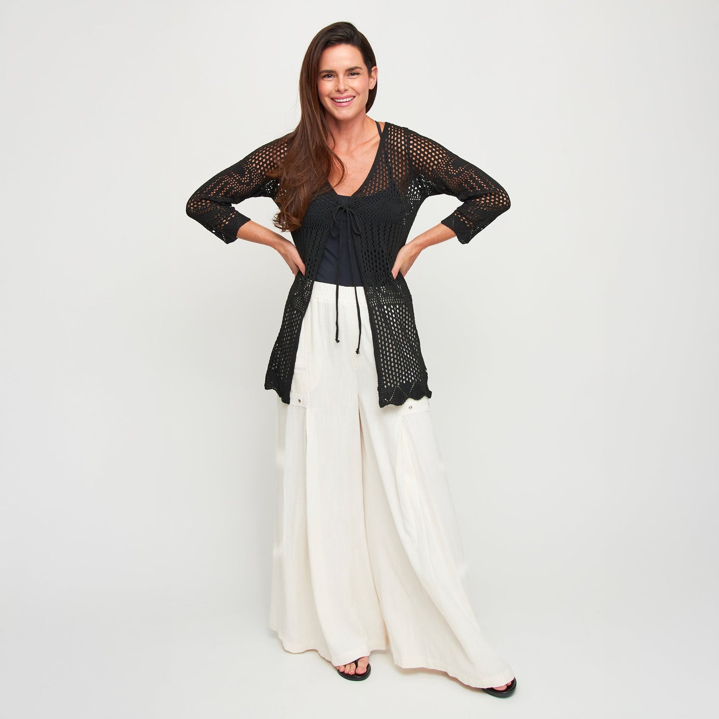 Brie Crochet Front Tie Cardigan