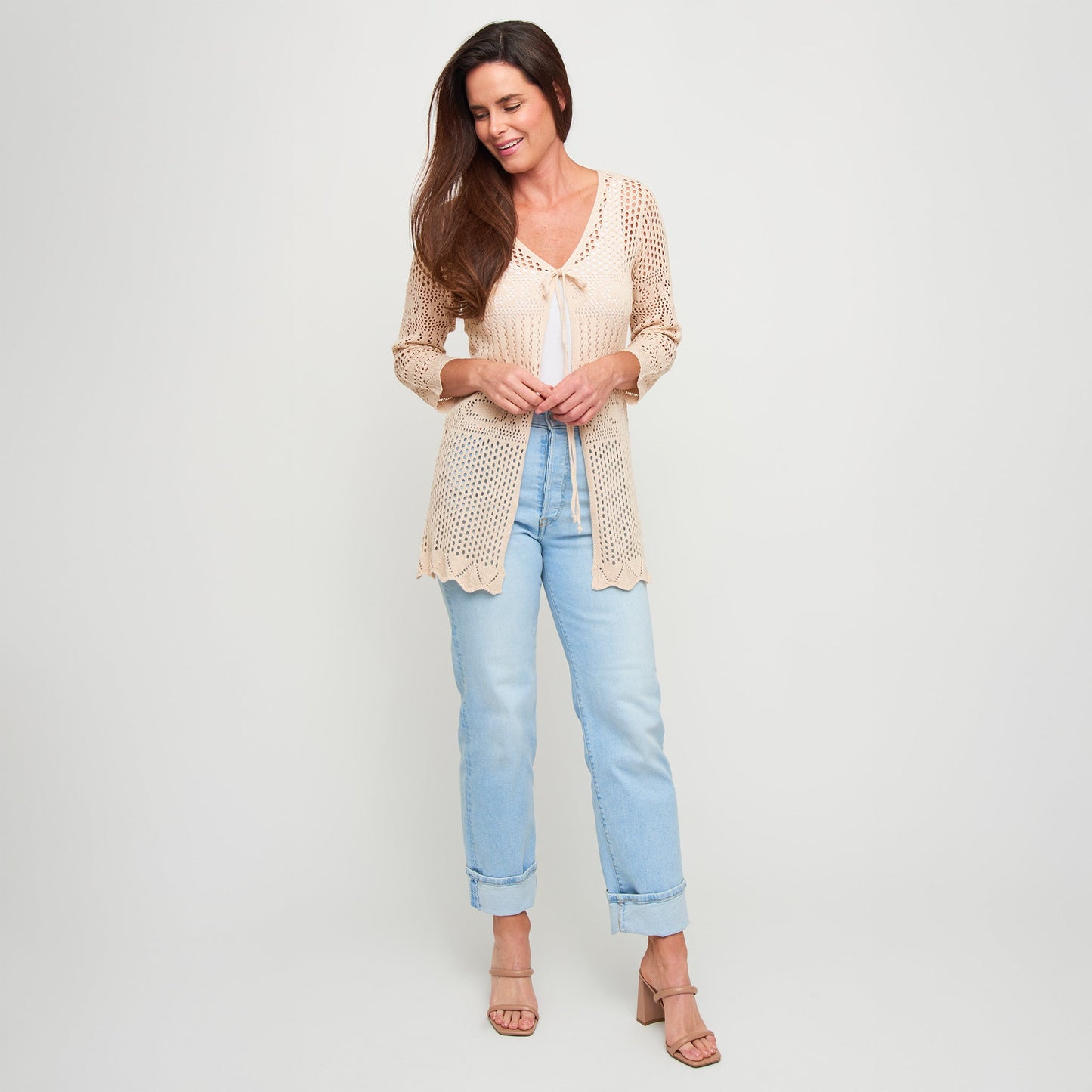 Brie Crochet Front Tie Cardigan