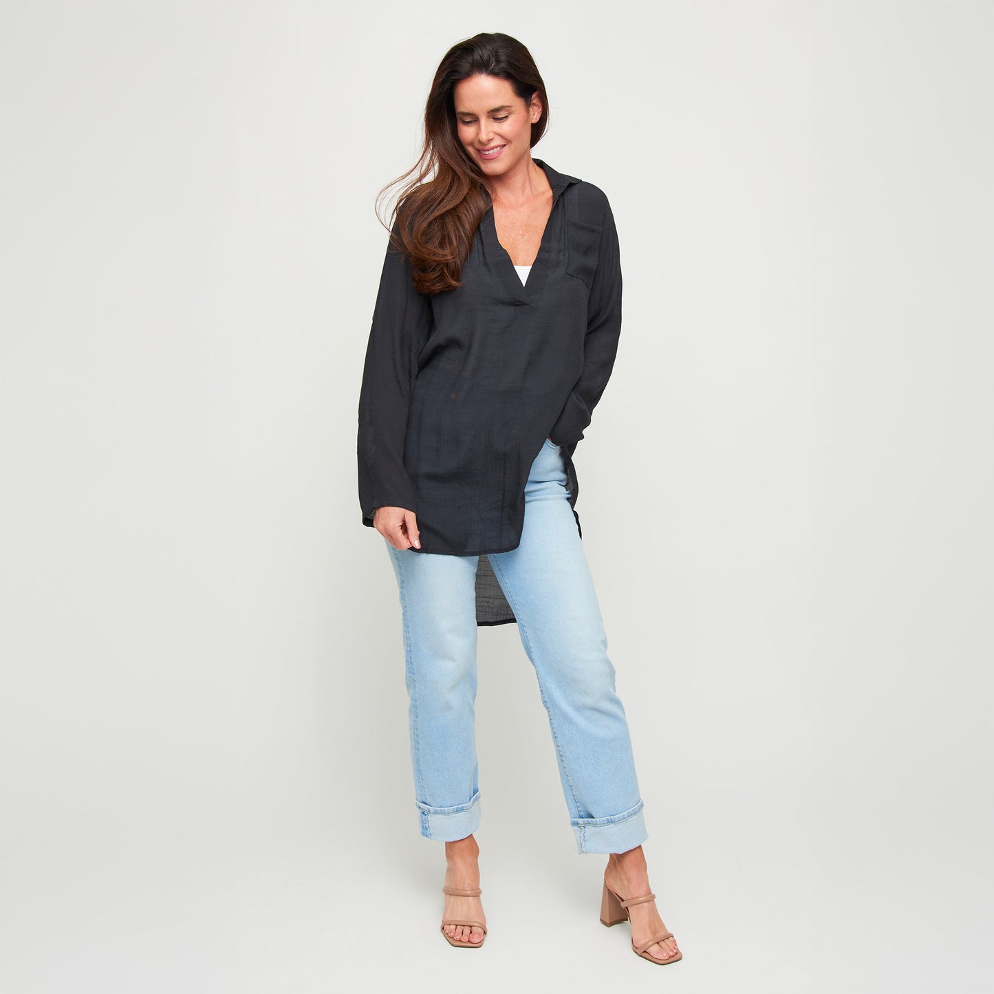 Lila Deep V-Neck Cover Up Shirt