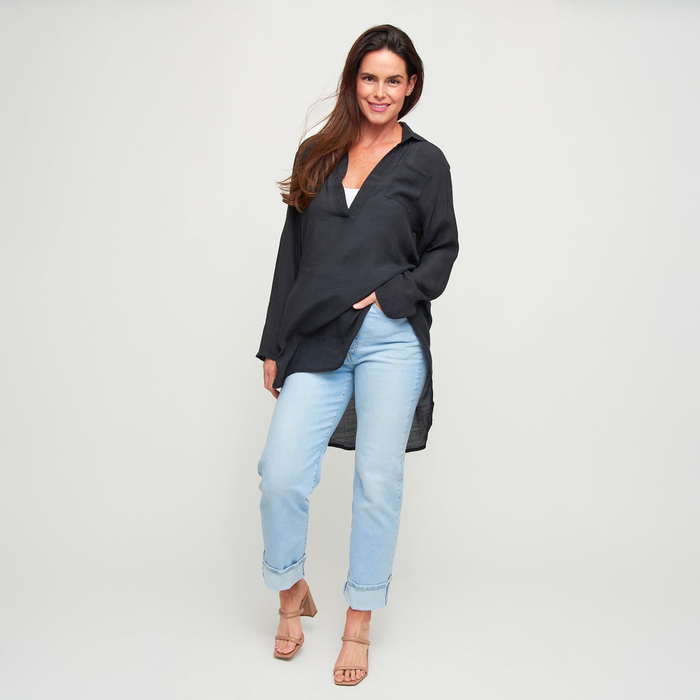 Lila Deep V-Neck Cover Up Shirt
