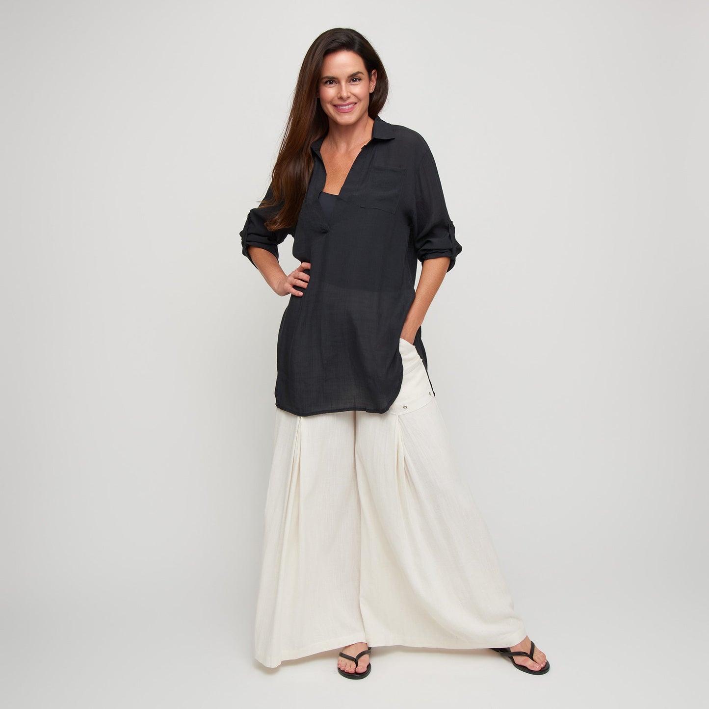 Lila Deep V-Neck Cover Up Shirt