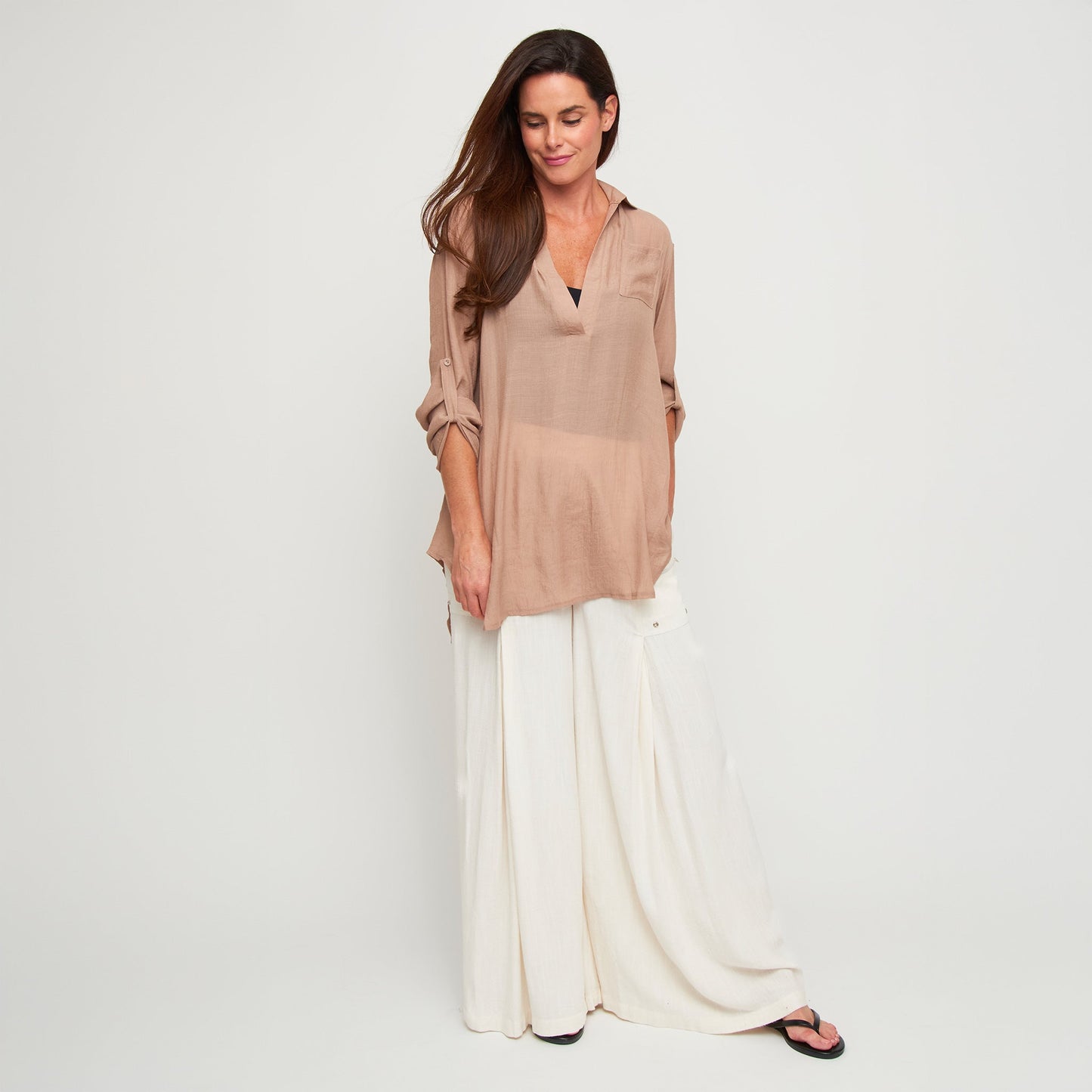 Lila Deep V-Neck Cover Up Shirt
