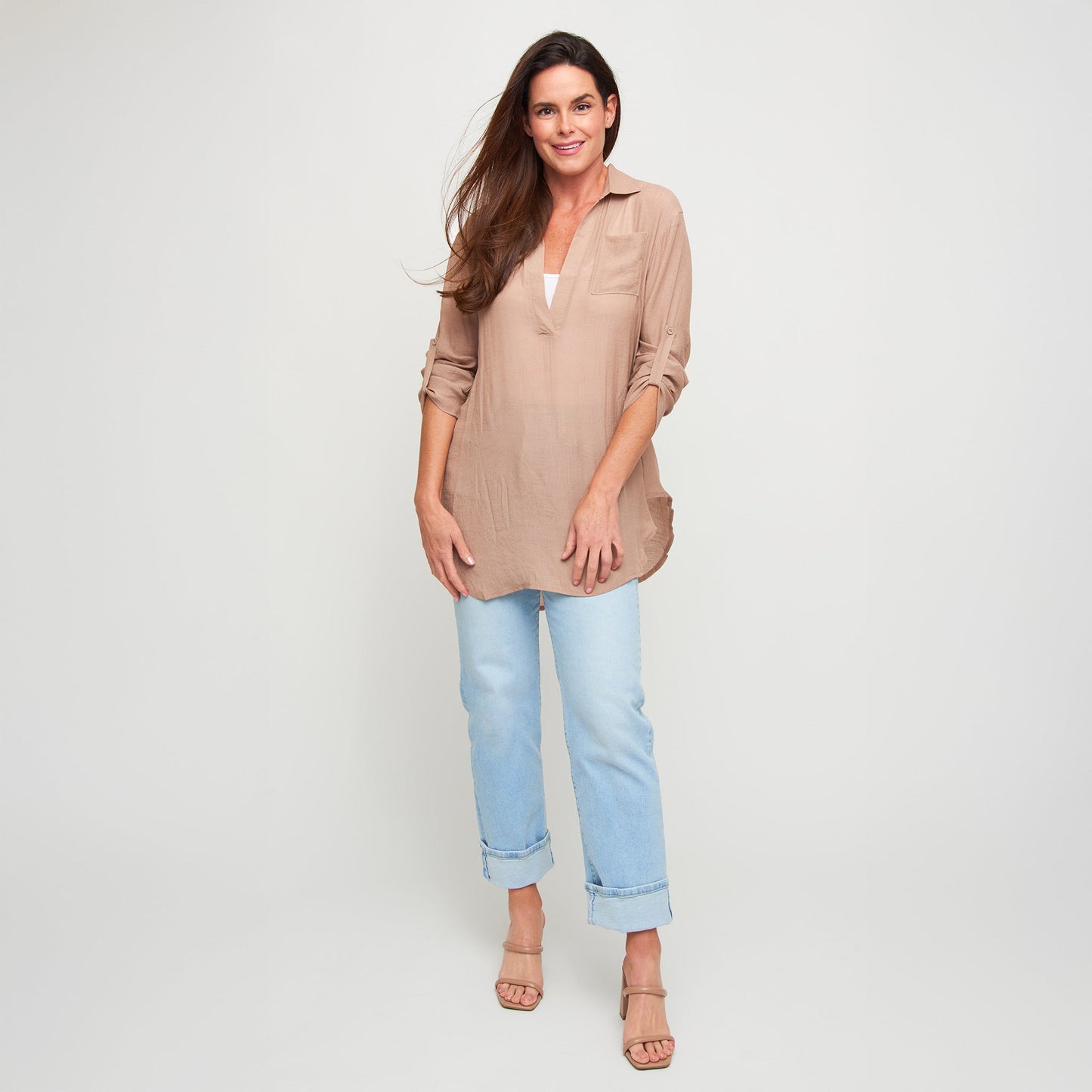 Lila Deep V-Neck Cover Up Shirt