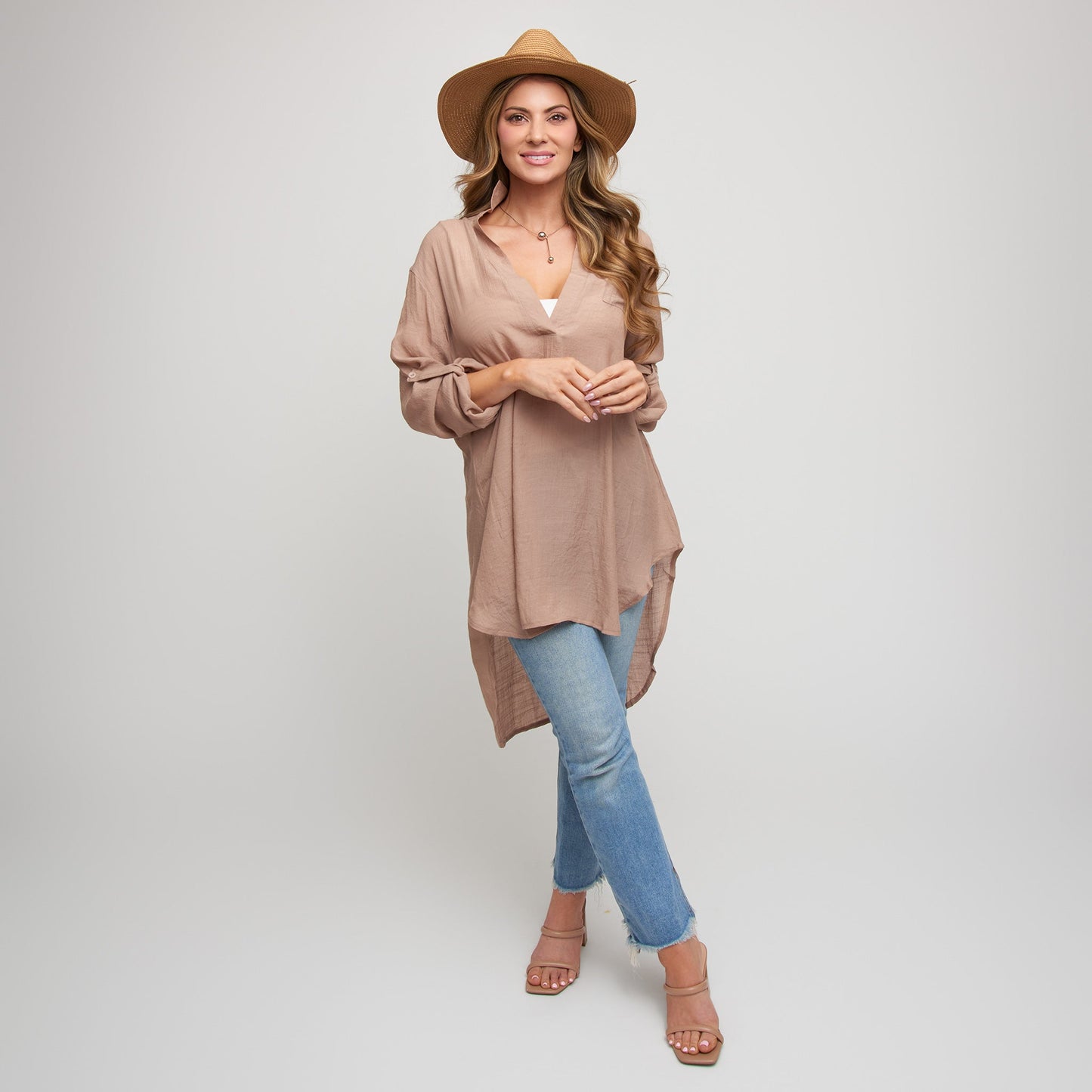 Lila Deep V-Neck Cover Up Shirt