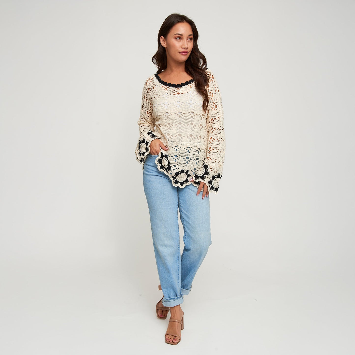 Faye Floral Crochet Sweater