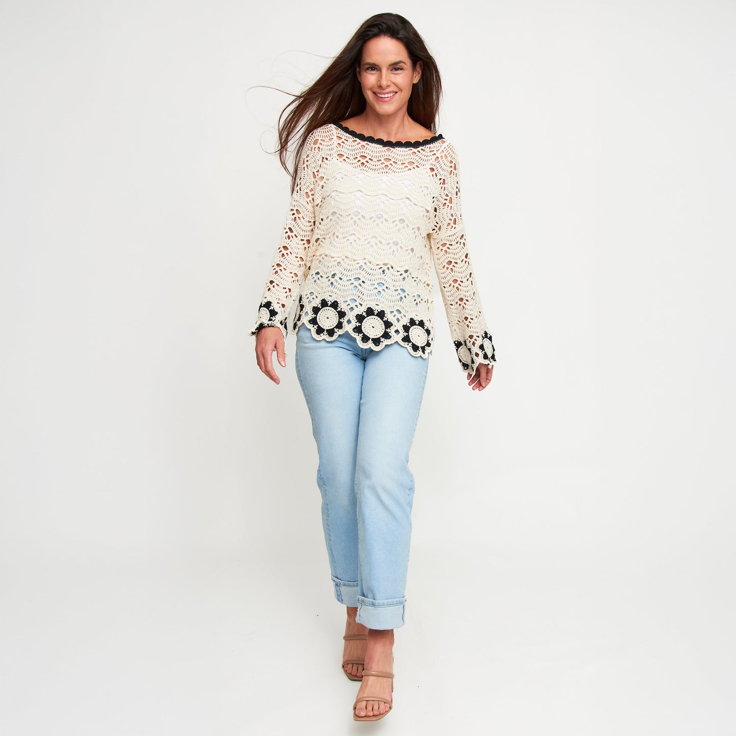 Faye Floral Crochet Sweater