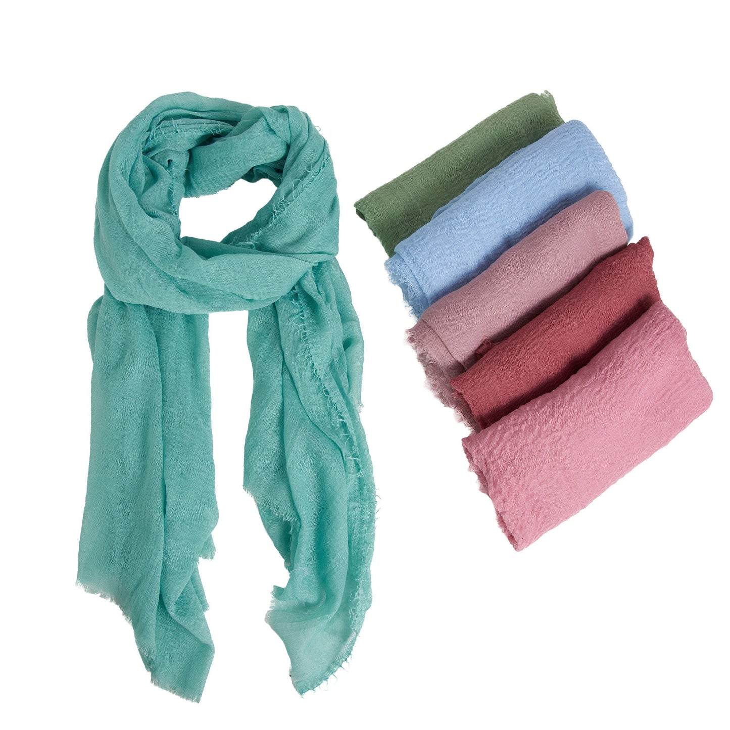 12 Piece Jaymes Lightweight Raw Edge Scarf Assortment