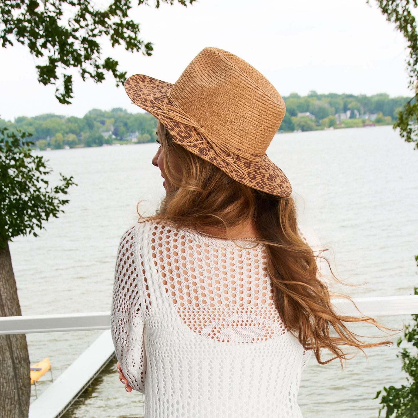Michela Leopard Print Panama Hat