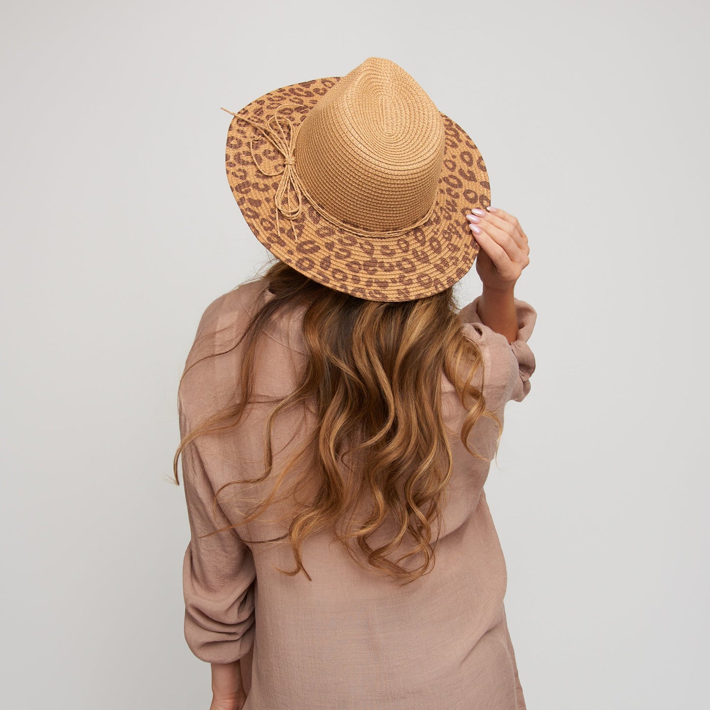 Michela Leopard Print Panama Hat