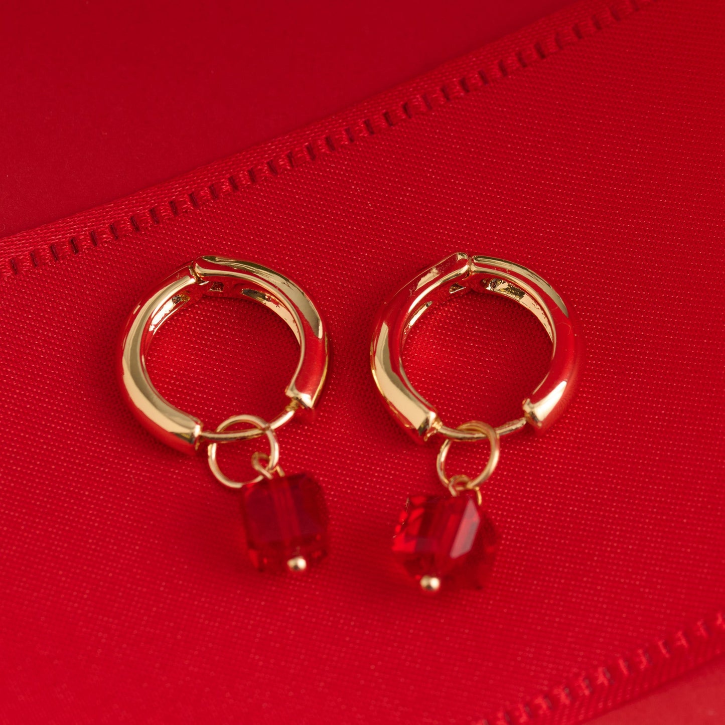 Holiday Gem Drop Hoop Earrings