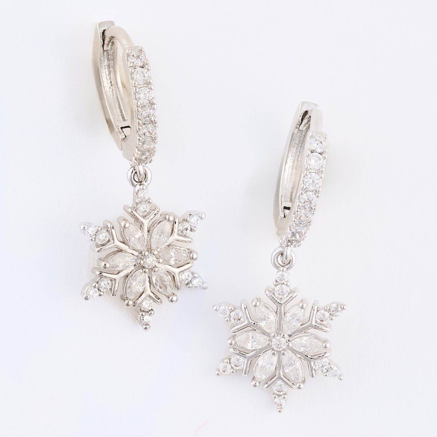 Holiday Snowflake Huggie Hoop Earrings