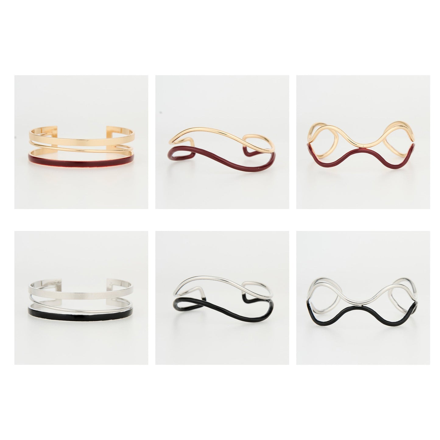 12 Piece Kaelin Two Tone Enamel Cuff Bracelet Assortment