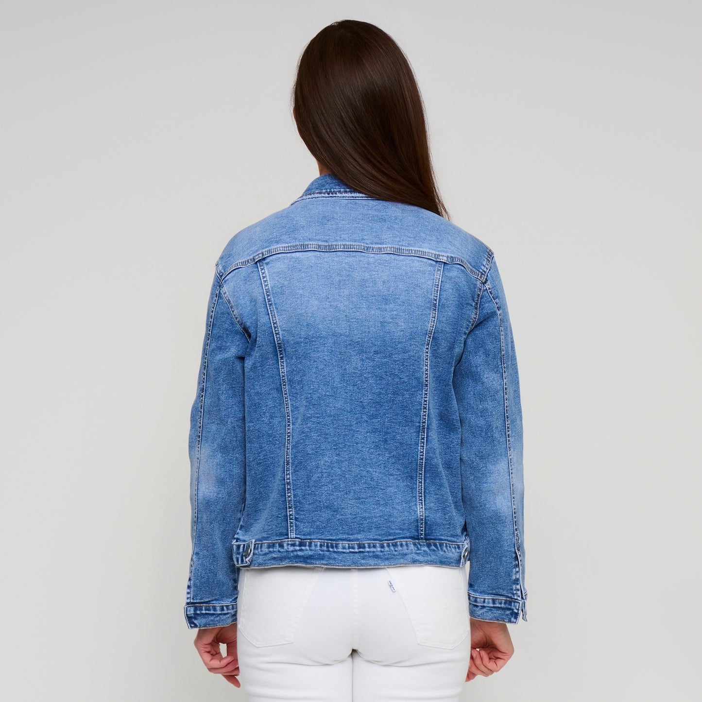 Sadi Distressed Button Up Denim Jacket